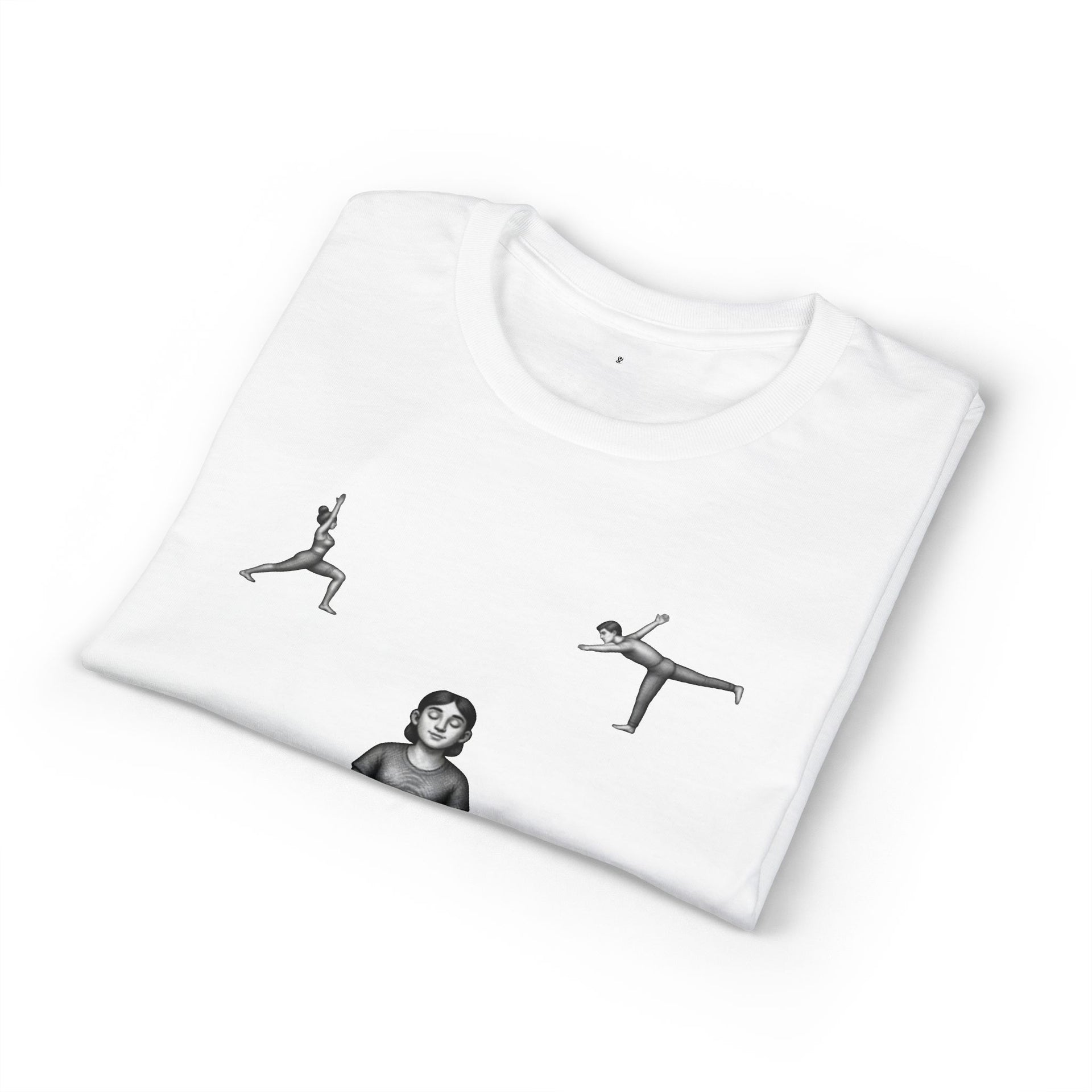 Yoga Poses T-Shirt — Meditating Figure with Asanas Graphic Tee