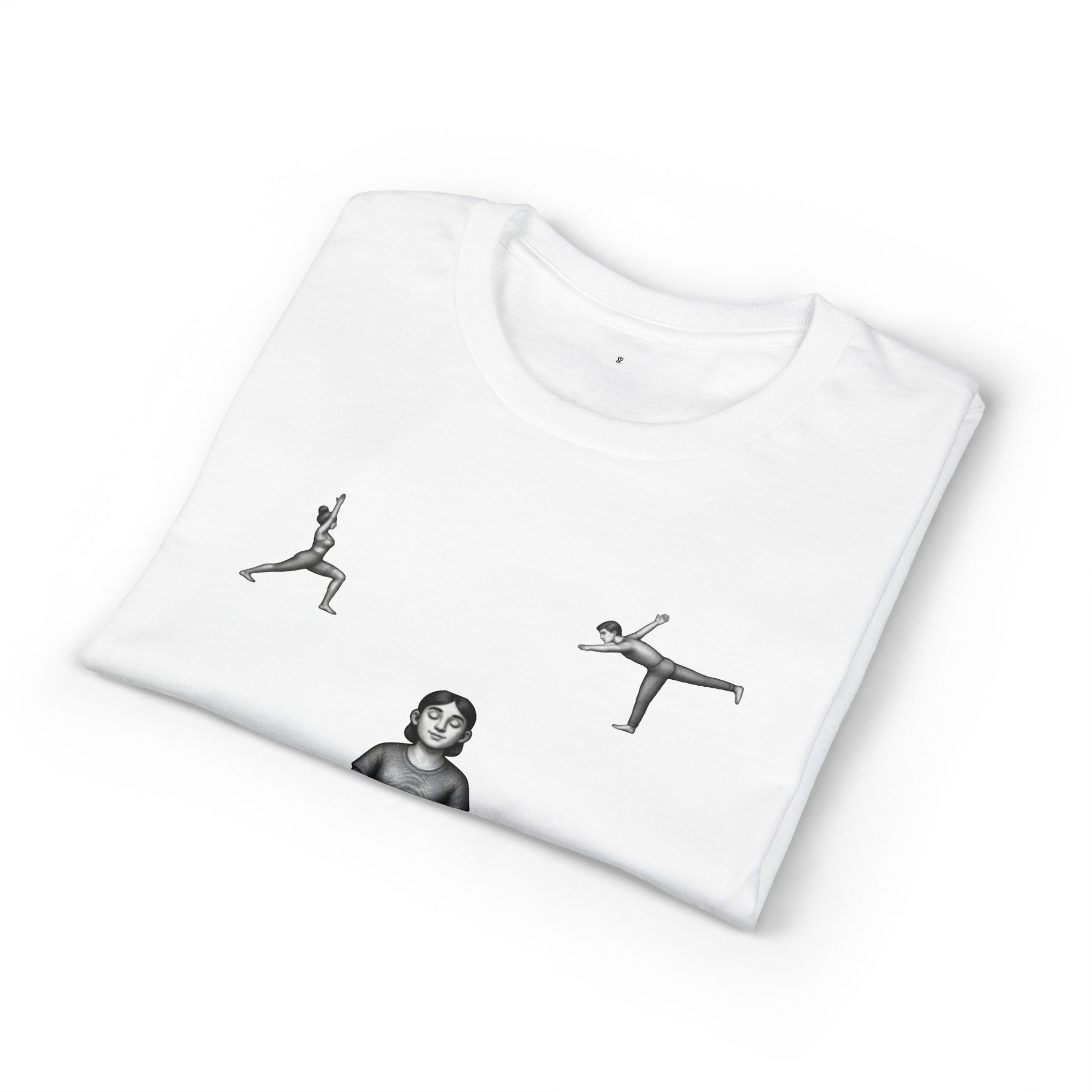 Yoga Poses T-Shirt — Meditating Figure with Asanas Graphic Tee
