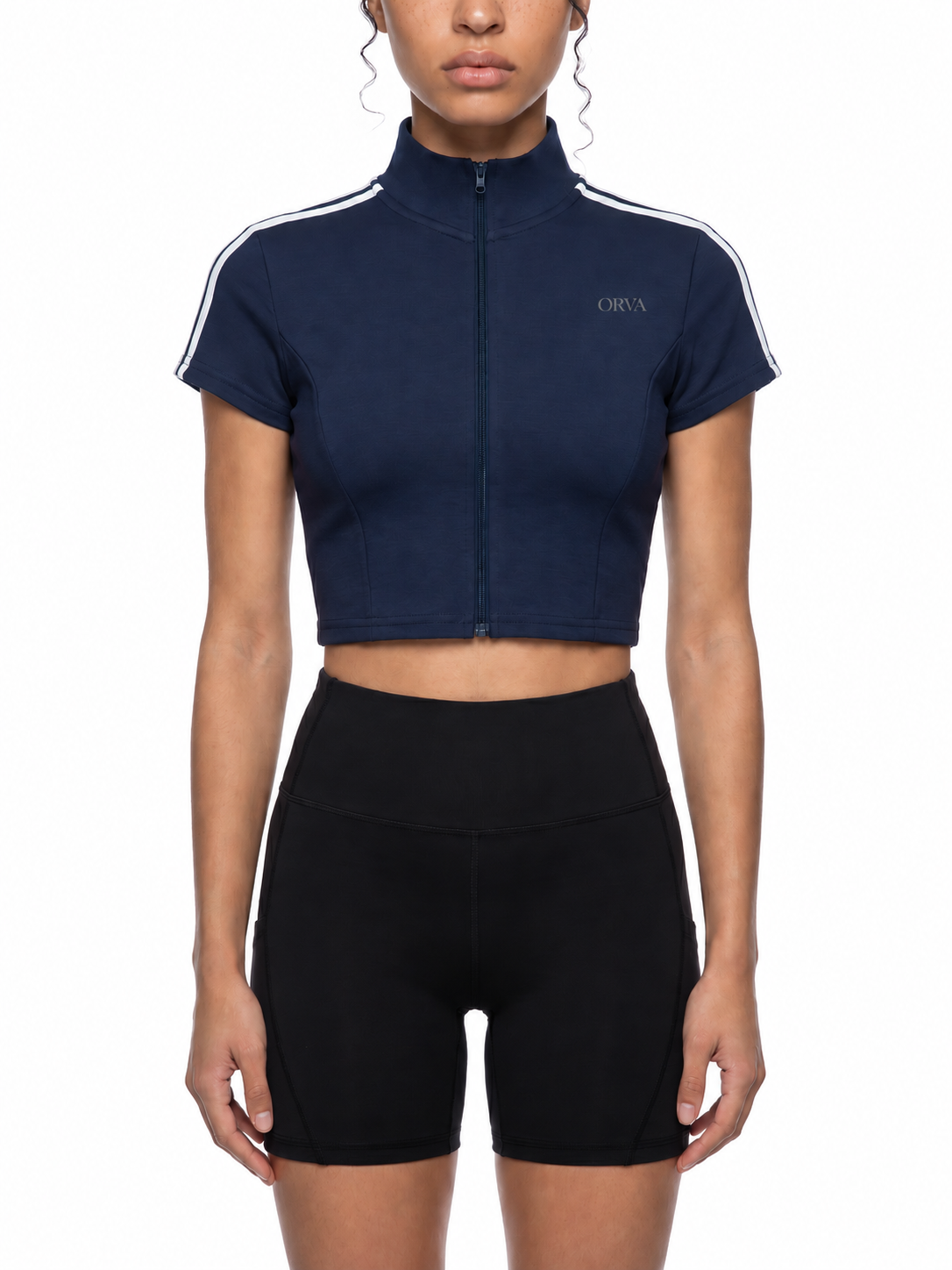 Women's Cropped Full Zip Short Sleeve T-Shirt