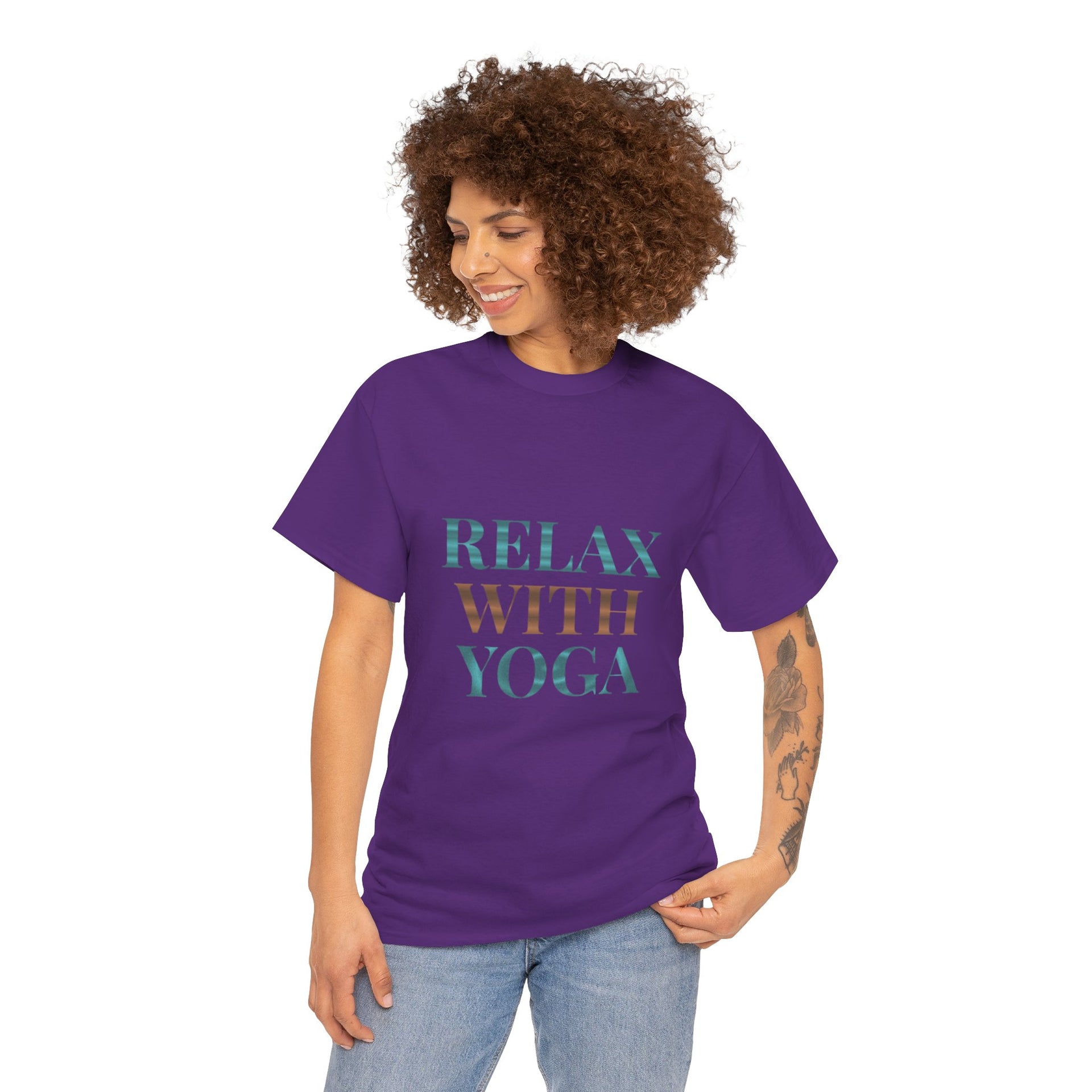 Relax With Yoga T-Shirt — Minimal Wellness Tee for Yogis & Meditation