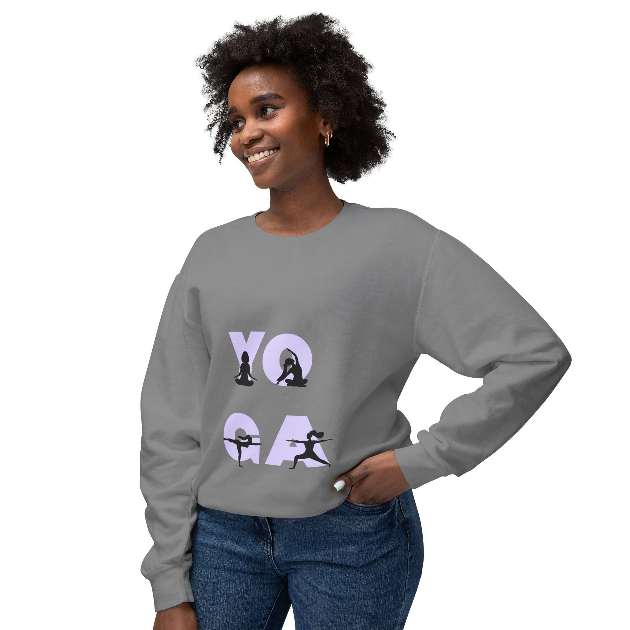 Yoga Pose Crewneck Sweatshirt — 'YOGA' Silhouette Design