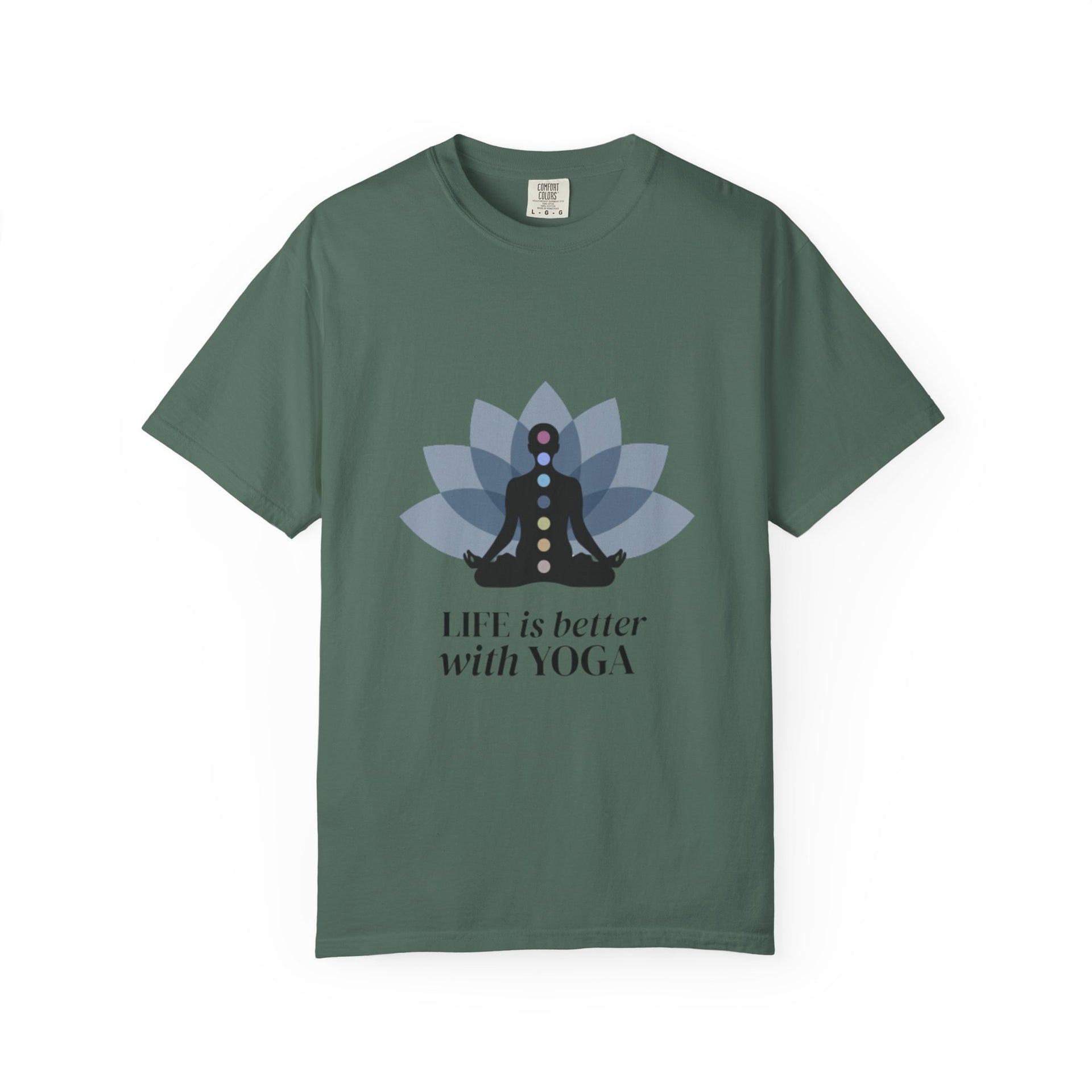 Yoga Chakra T‑Shirt — "Life Is Better With Yoga" Meditation Lotus Tee