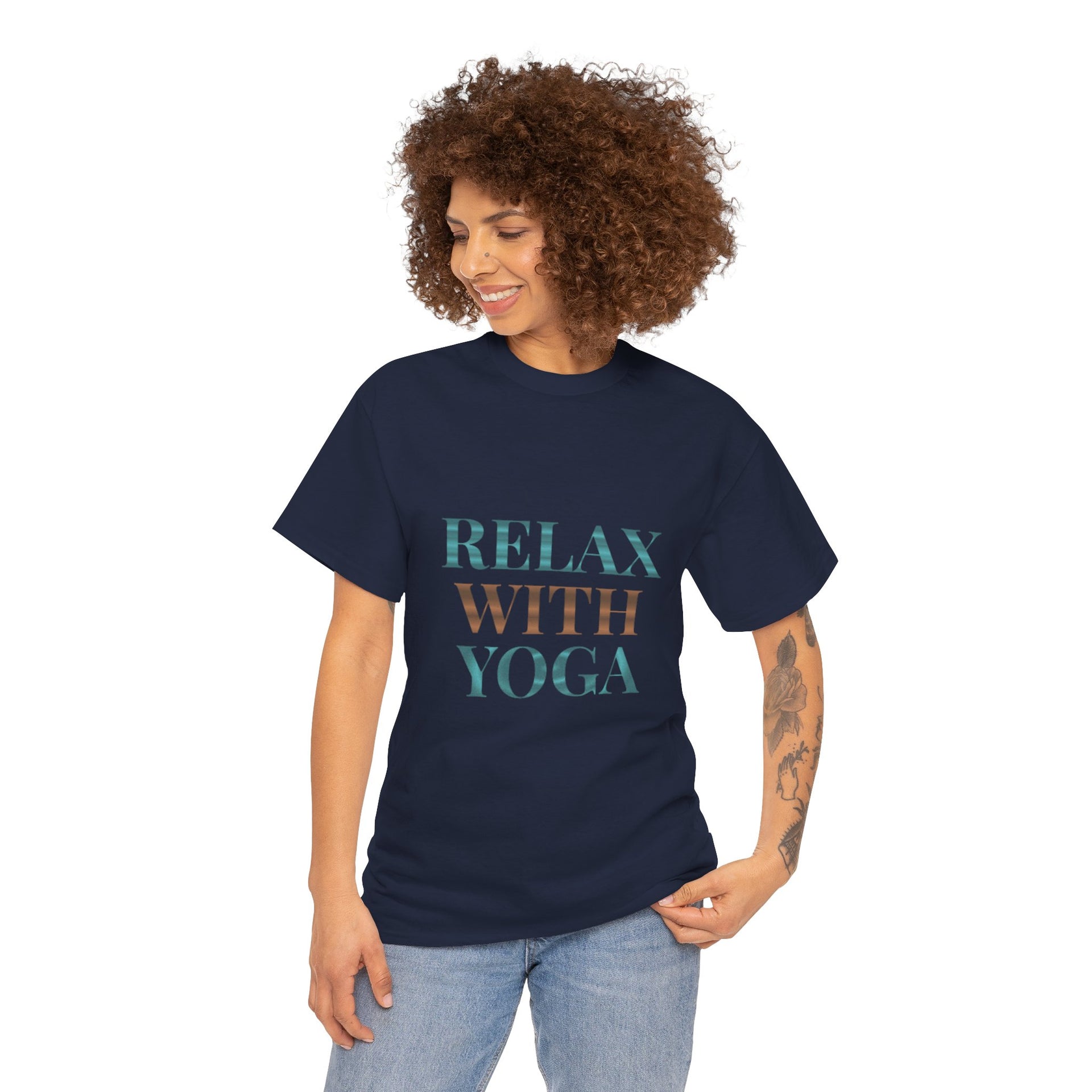 Relax With Yoga T-Shirt — Minimal Wellness Tee for Yogis & Meditation