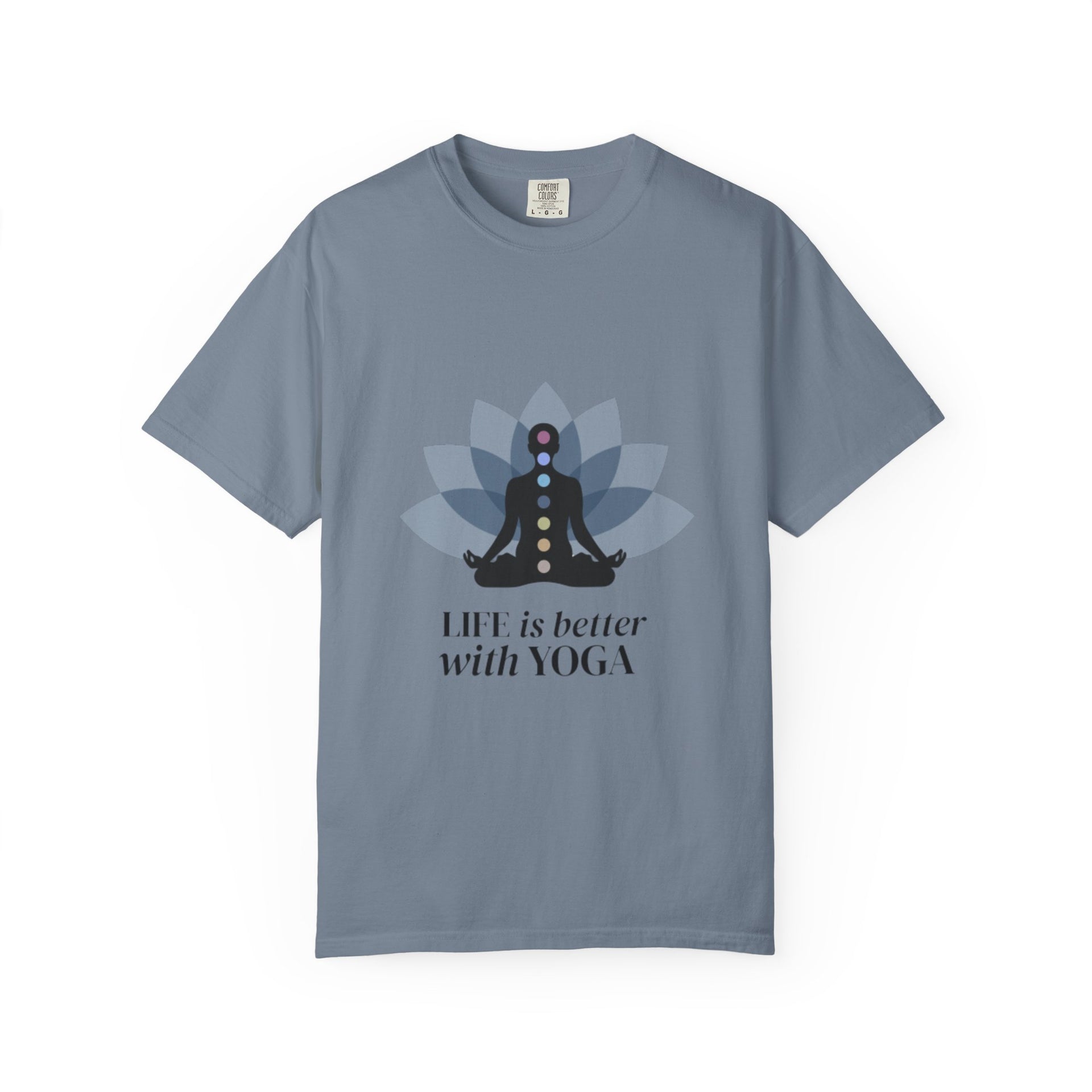 Yoga Chakra T‑Shirt — "Life Is Better With Yoga" Meditation Lotus Tee