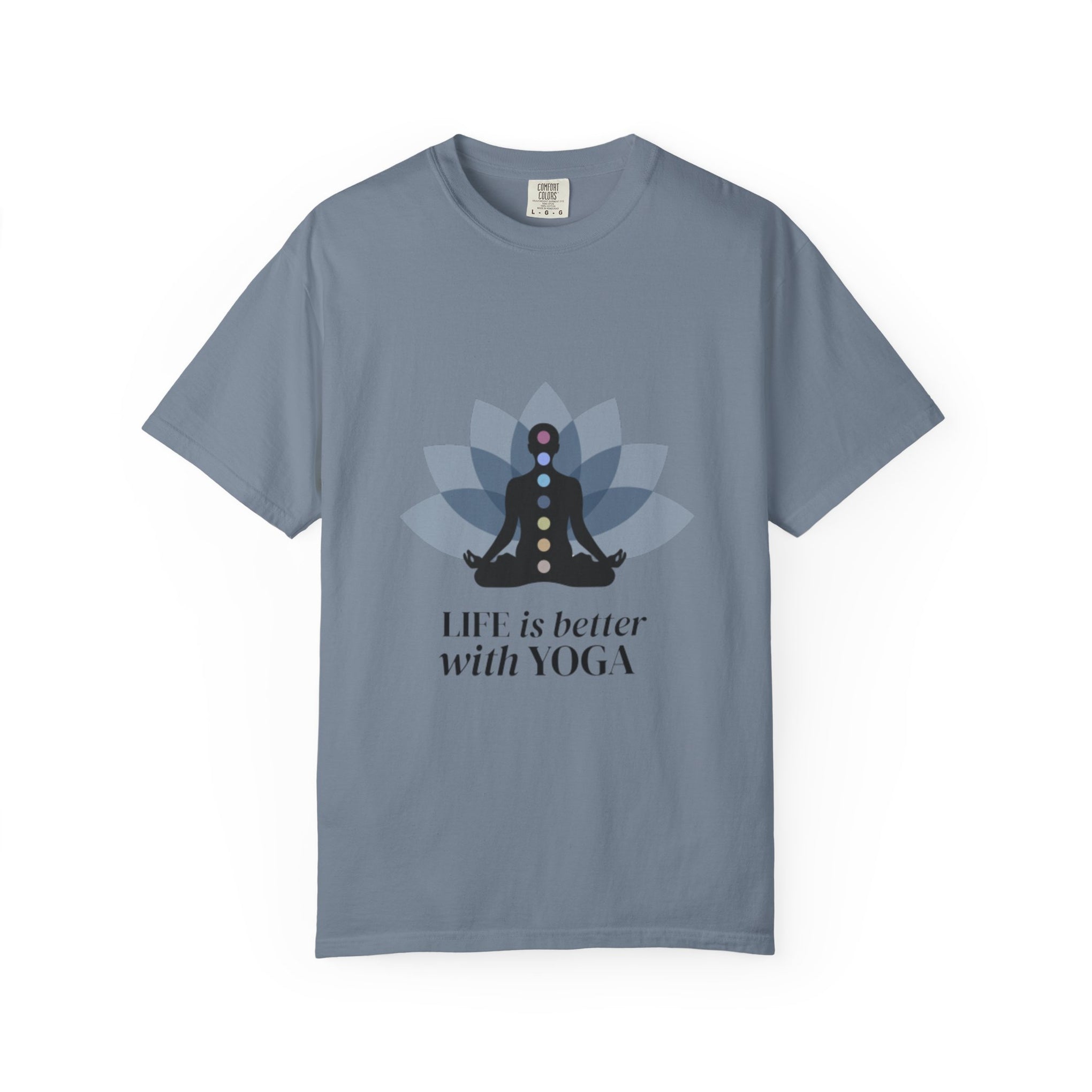 Yoga Chakra T‑Shirt — "Life Is Better With Yoga" Meditation Lotus Tee