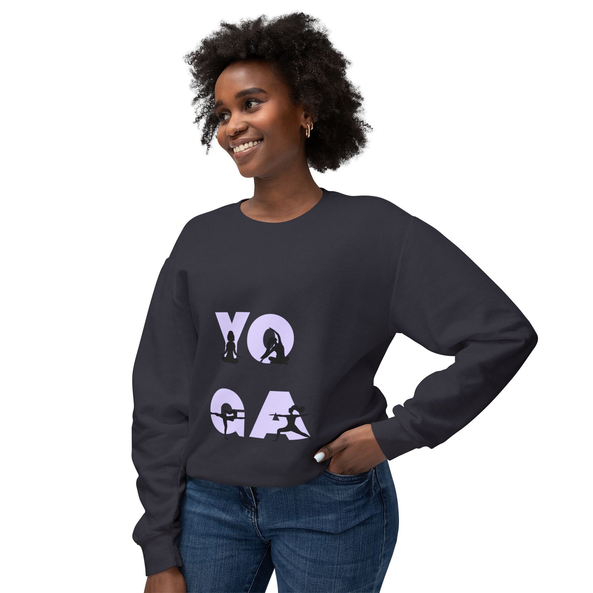 Yoga Pose Crewneck Sweatshirt — 'YOGA' Silhouette Design
