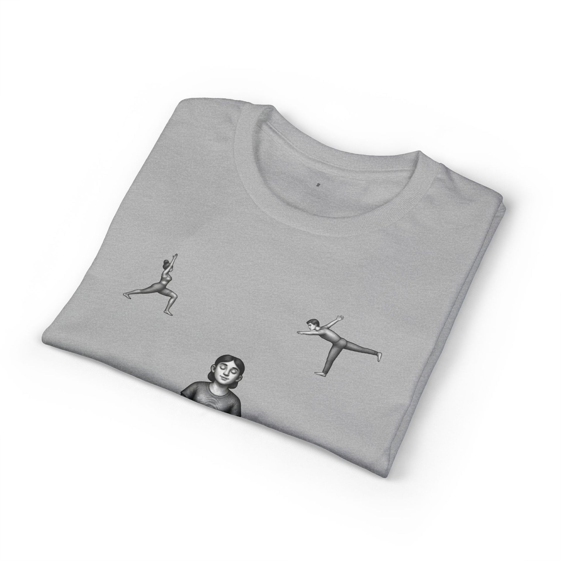 Yoga Poses T-Shirt — Meditating Figure with Asanas Graphic Tee