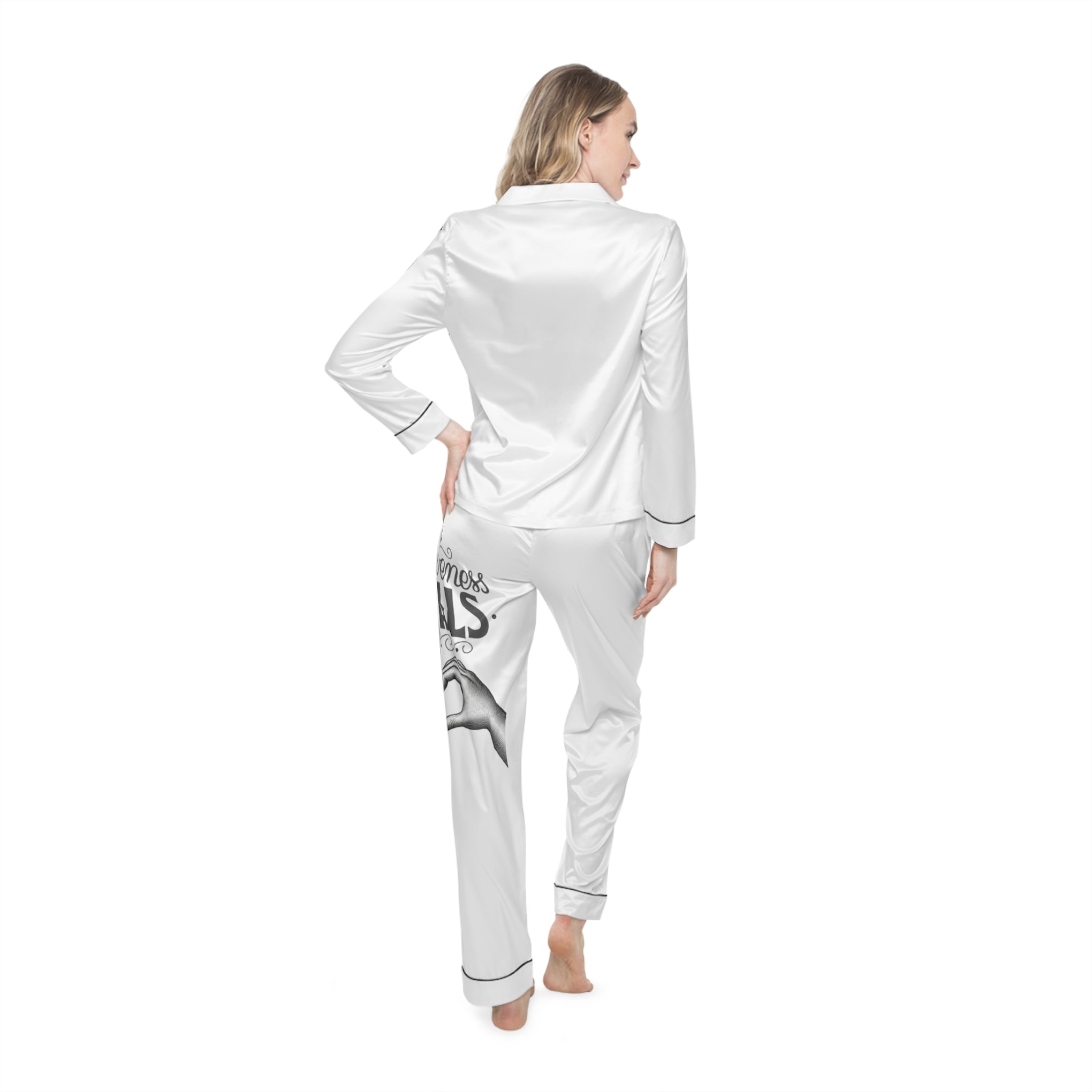 Satin Women's Pajama Set — Romantic Heart & 'Love Heals' Lounge Set