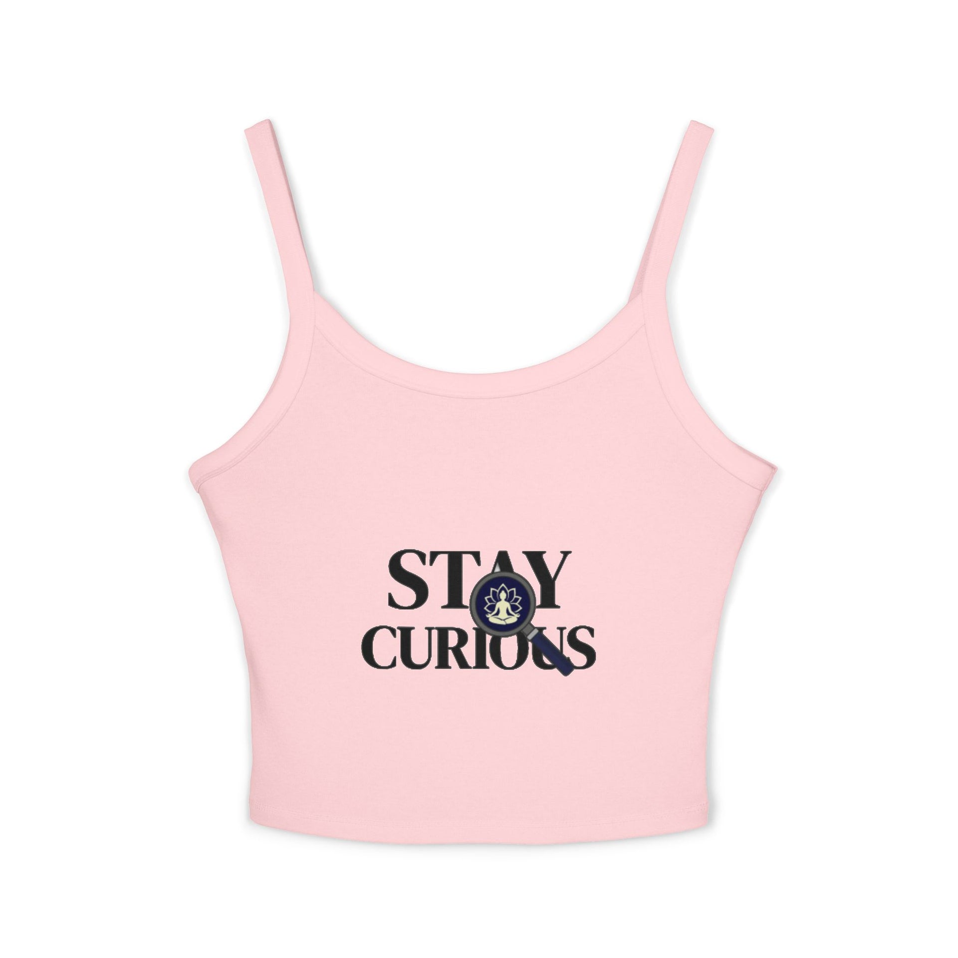 Stay Curious Crop Tank Top — Women's Spaghetti Strap Graphic Tank