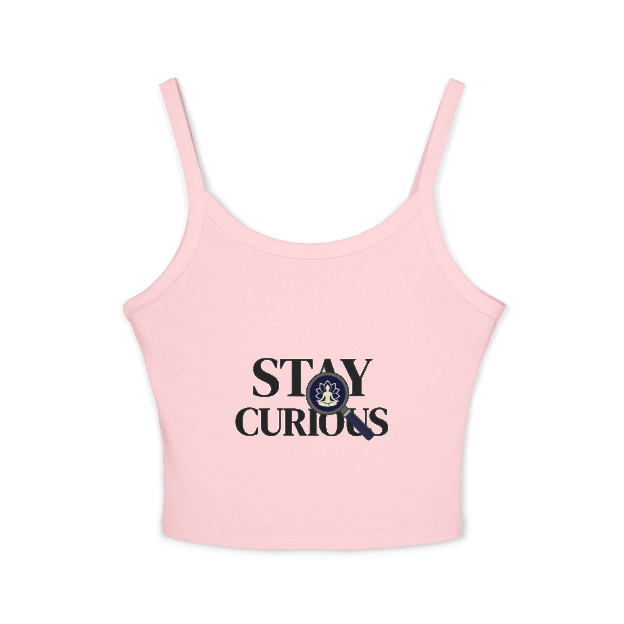 Stay Curious Crop Tank Top — Women's Spaghetti Strap Graphic Tank