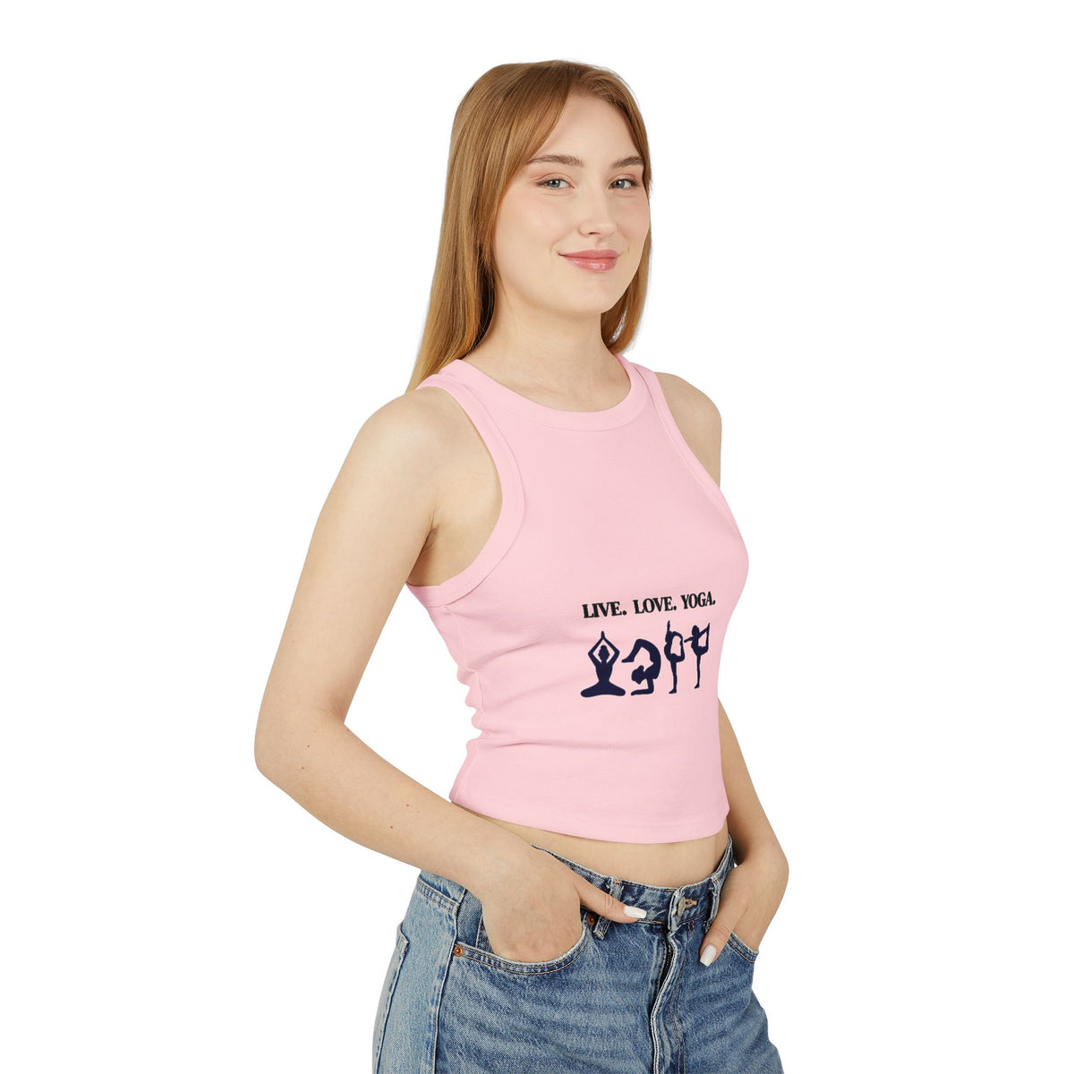 Yoga Crop Tank — "Live. Love. Yoga." Racerback Tank Top for Women