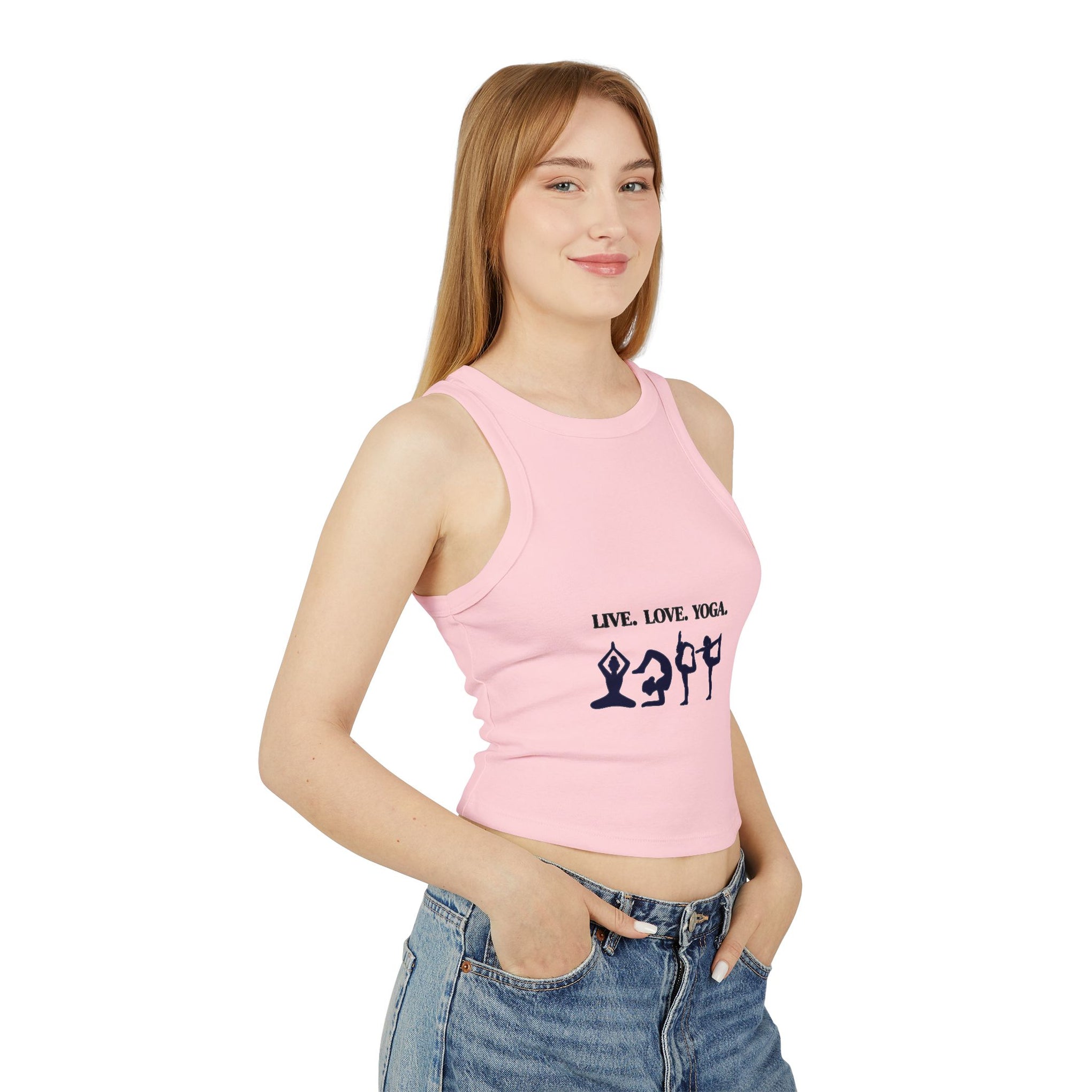 Yoga Crop Tank — "Live. Love. Yoga." Racerback Tank Top for Women