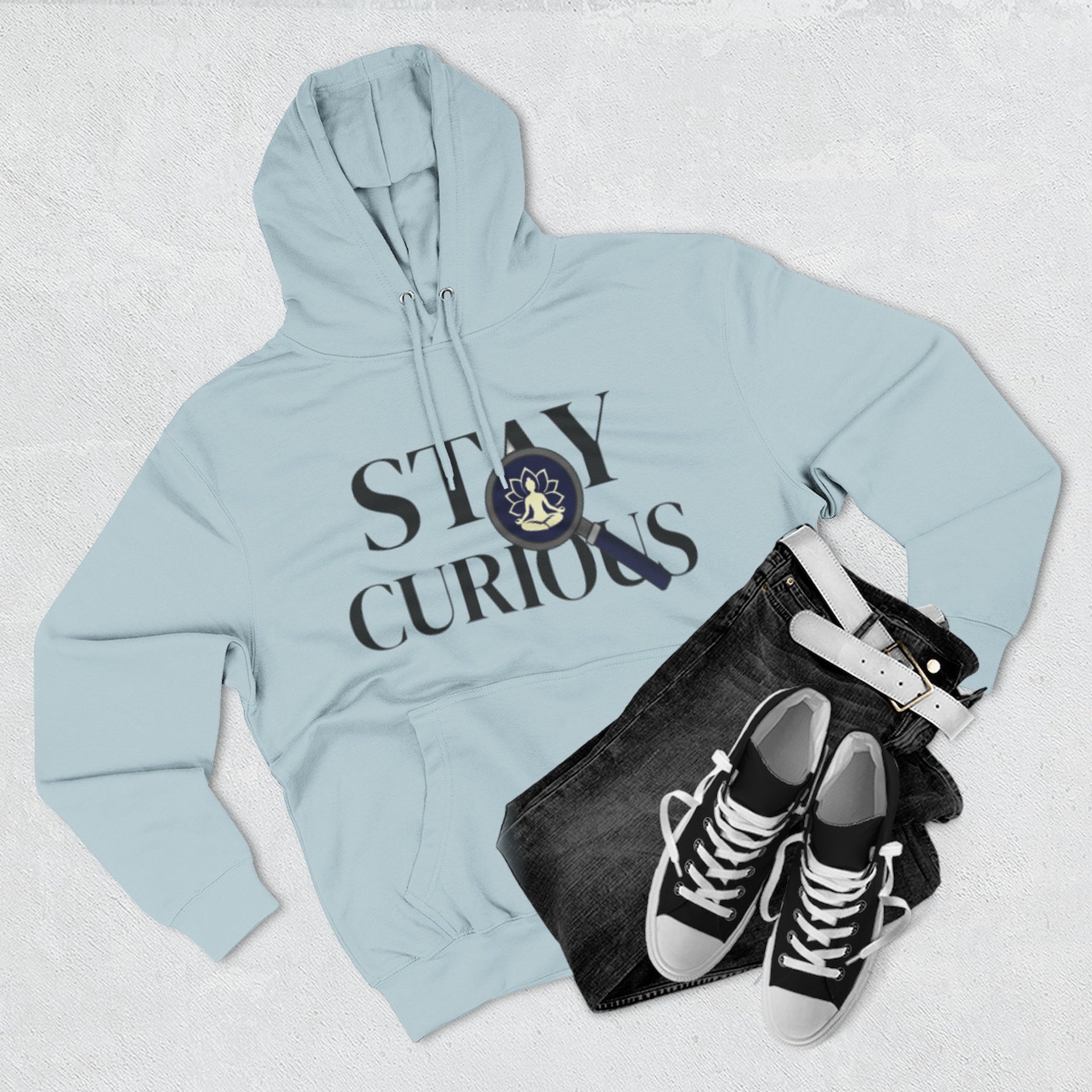 Stay Curious Fleece Hoodie — 'Inhale Exhale' Mindfulness Hoodie