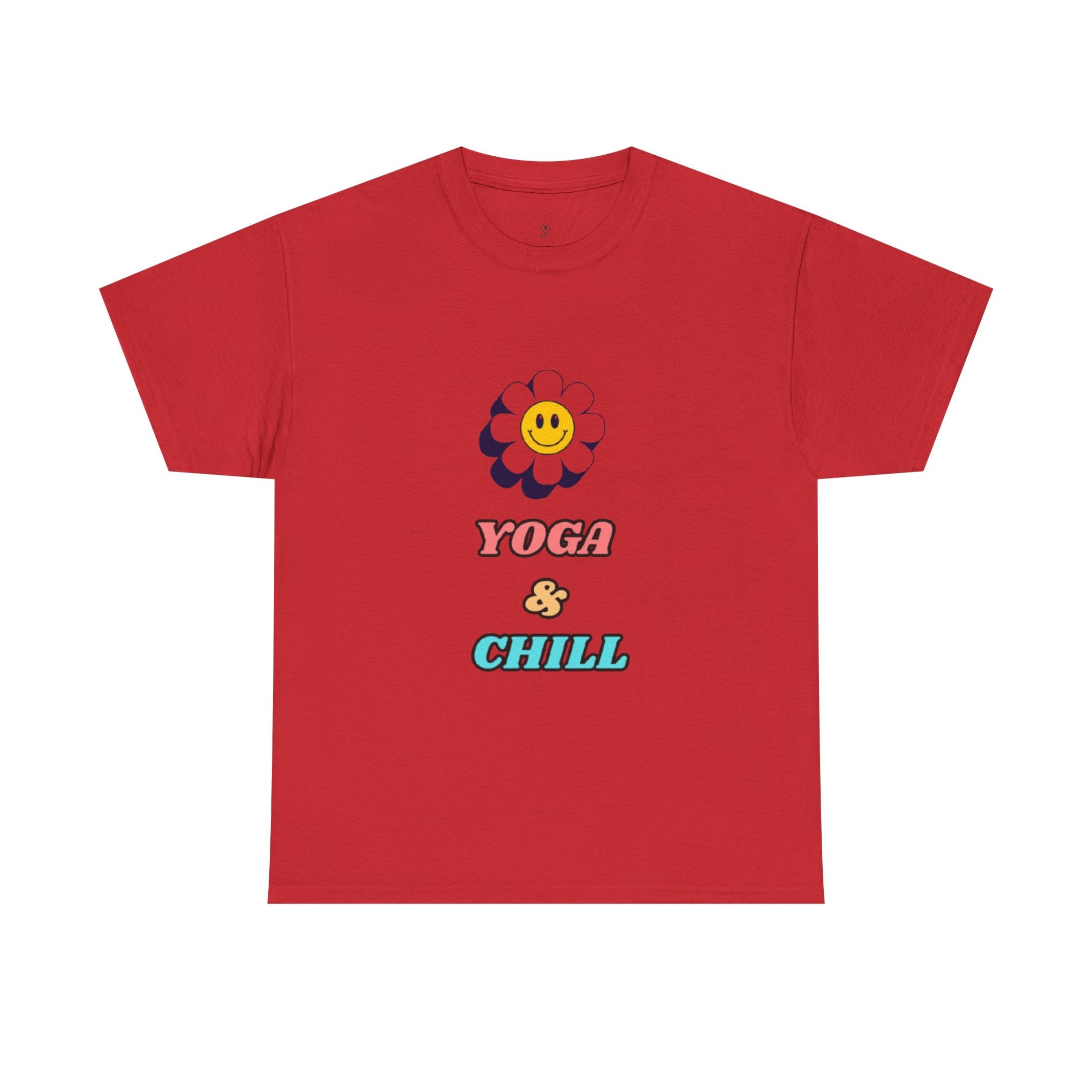 Yoga & Chill T‑Shirt — Smiley Daisy Graphic Tee for Yoga Lovers