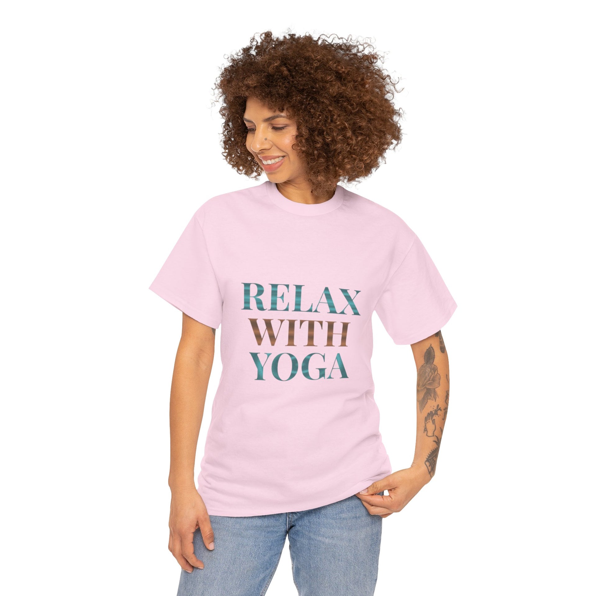 Relax With Yoga T-Shirt — Minimal Wellness Tee for Yogis & Meditation