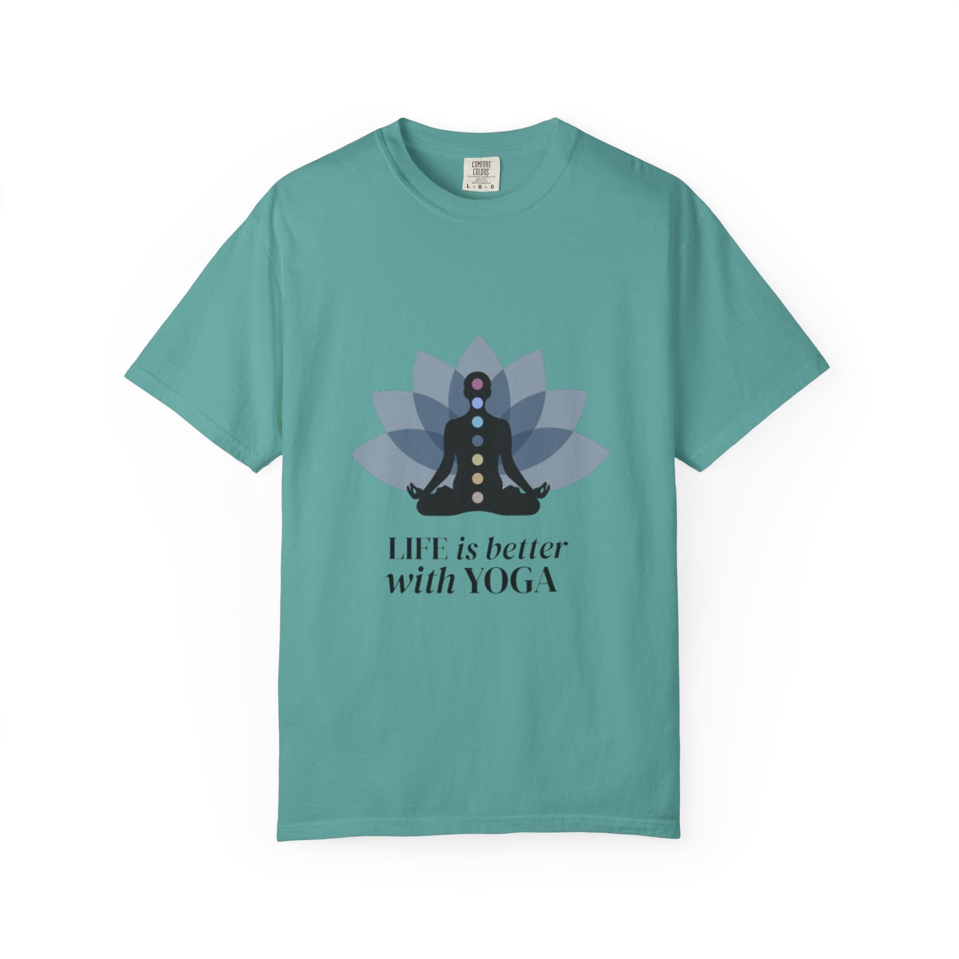 Yoga Chakra T‑Shirt — "Life Is Better With Yoga" Meditation Lotus Tee