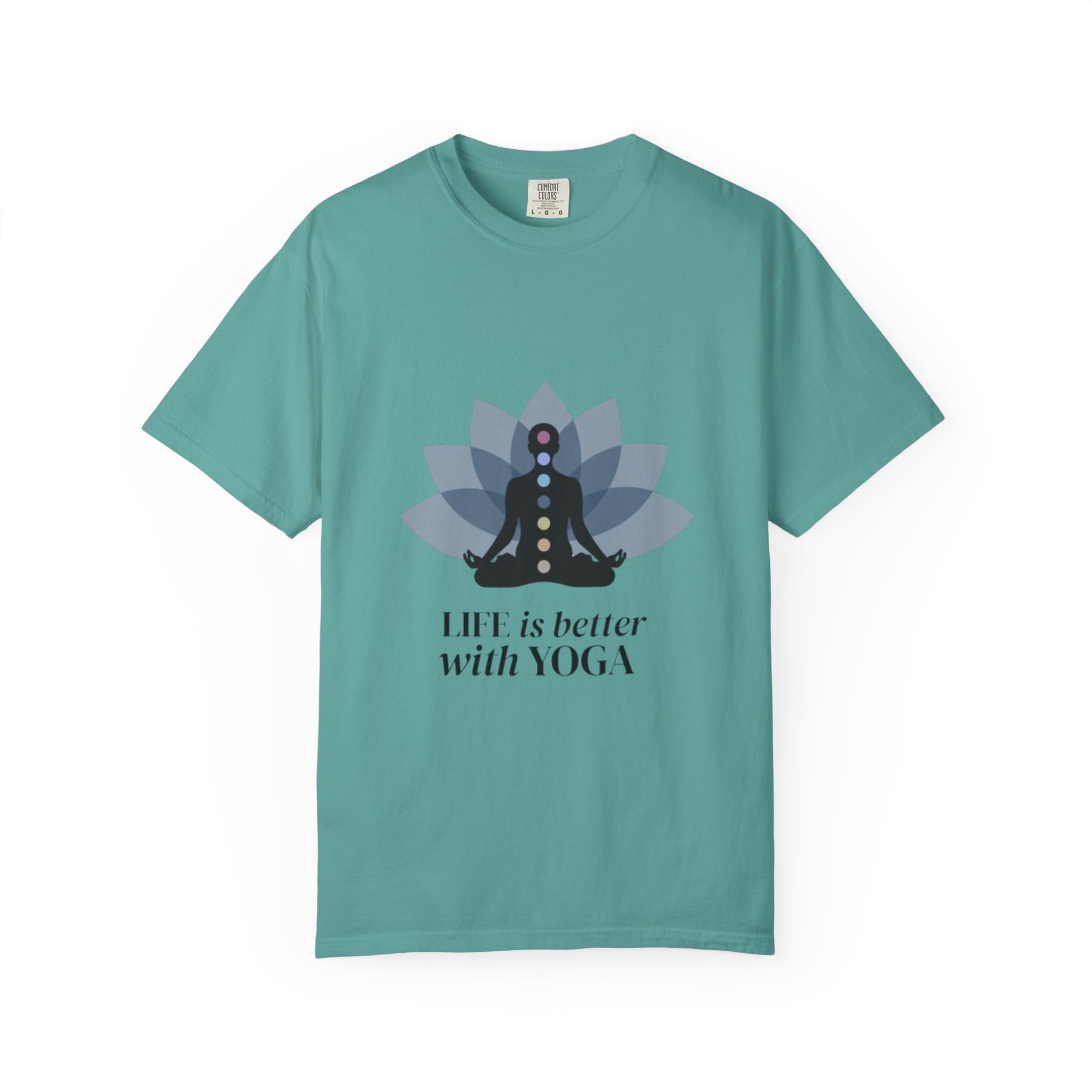 Yoga Chakra T‑Shirt — "Life Is Better With Yoga" Meditation Lotus Tee