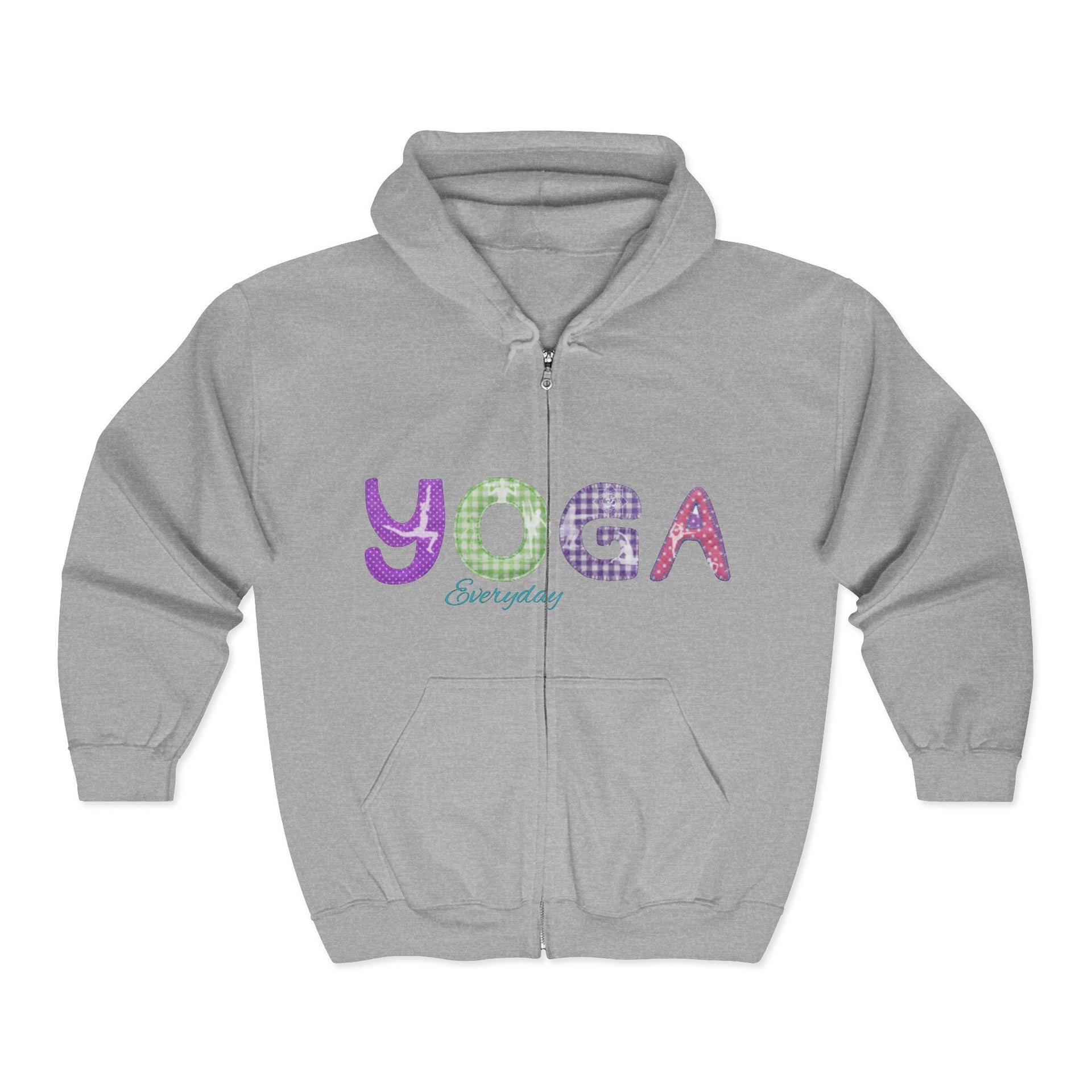 Yoga Everyday Zip Hoodie — Colorful Plaid Lettering Yoga Sweatshirt