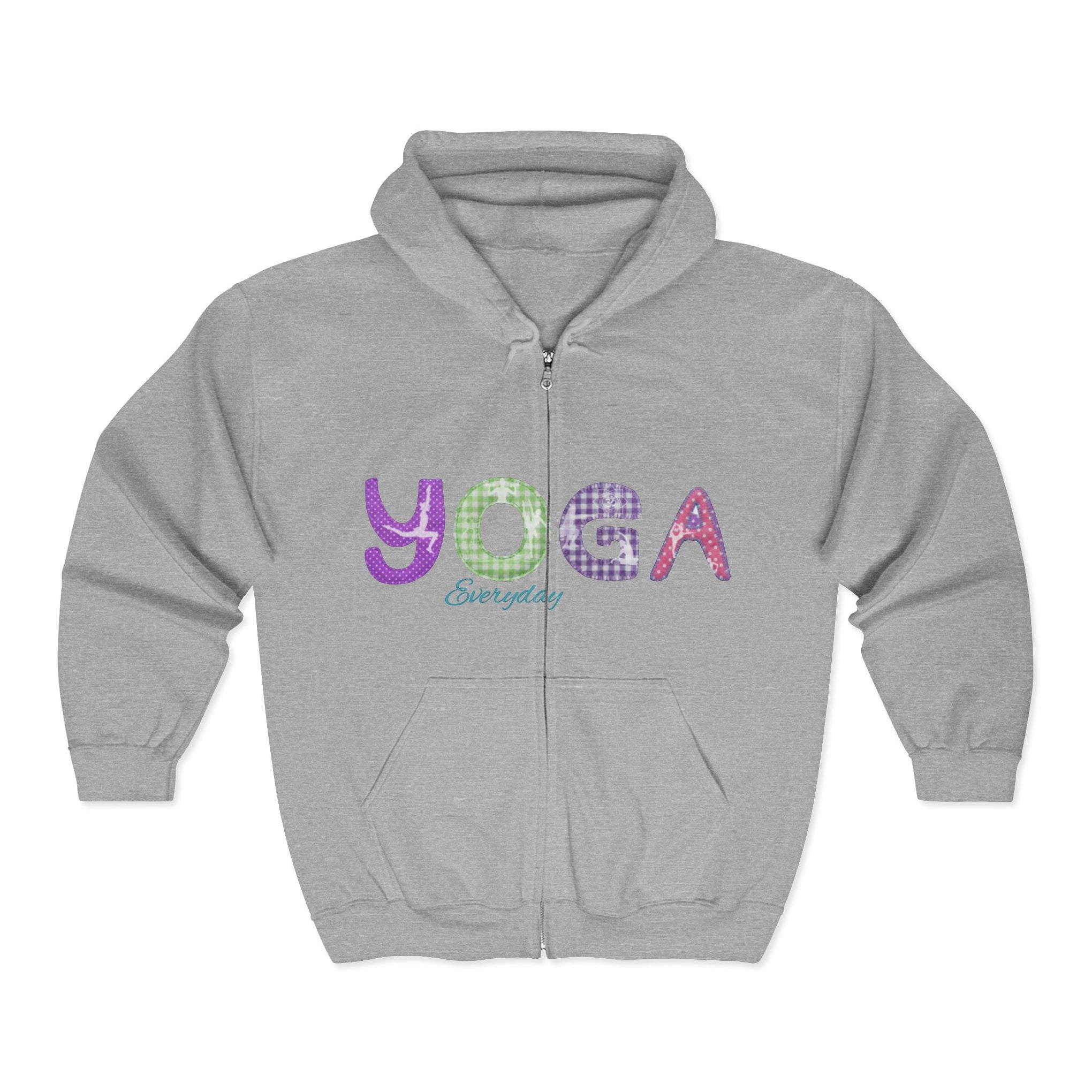 Yoga Everyday Zip Hoodie — Colorful Plaid Lettering Yoga Sweatshirt