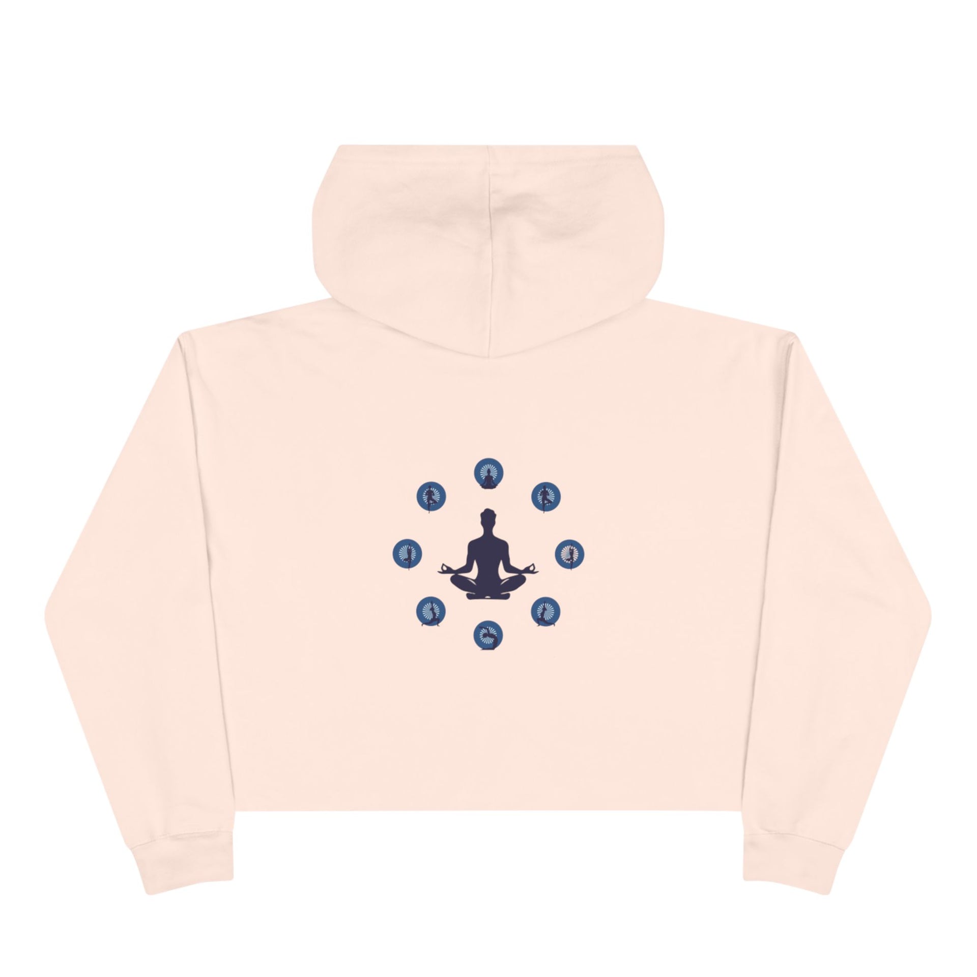 Chakra Meditation Crop Hoodie – Yoga Silhouette with Chakra Symbols