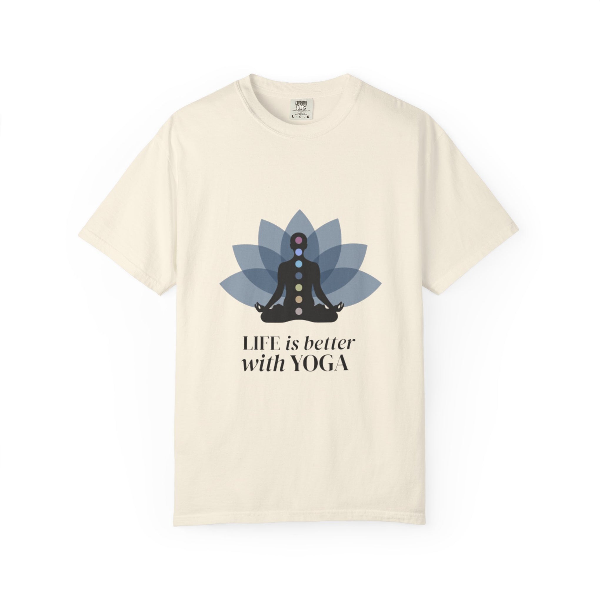 Yoga Chakra T‑Shirt — "Life Is Better With Yoga" Meditation Lotus Tee