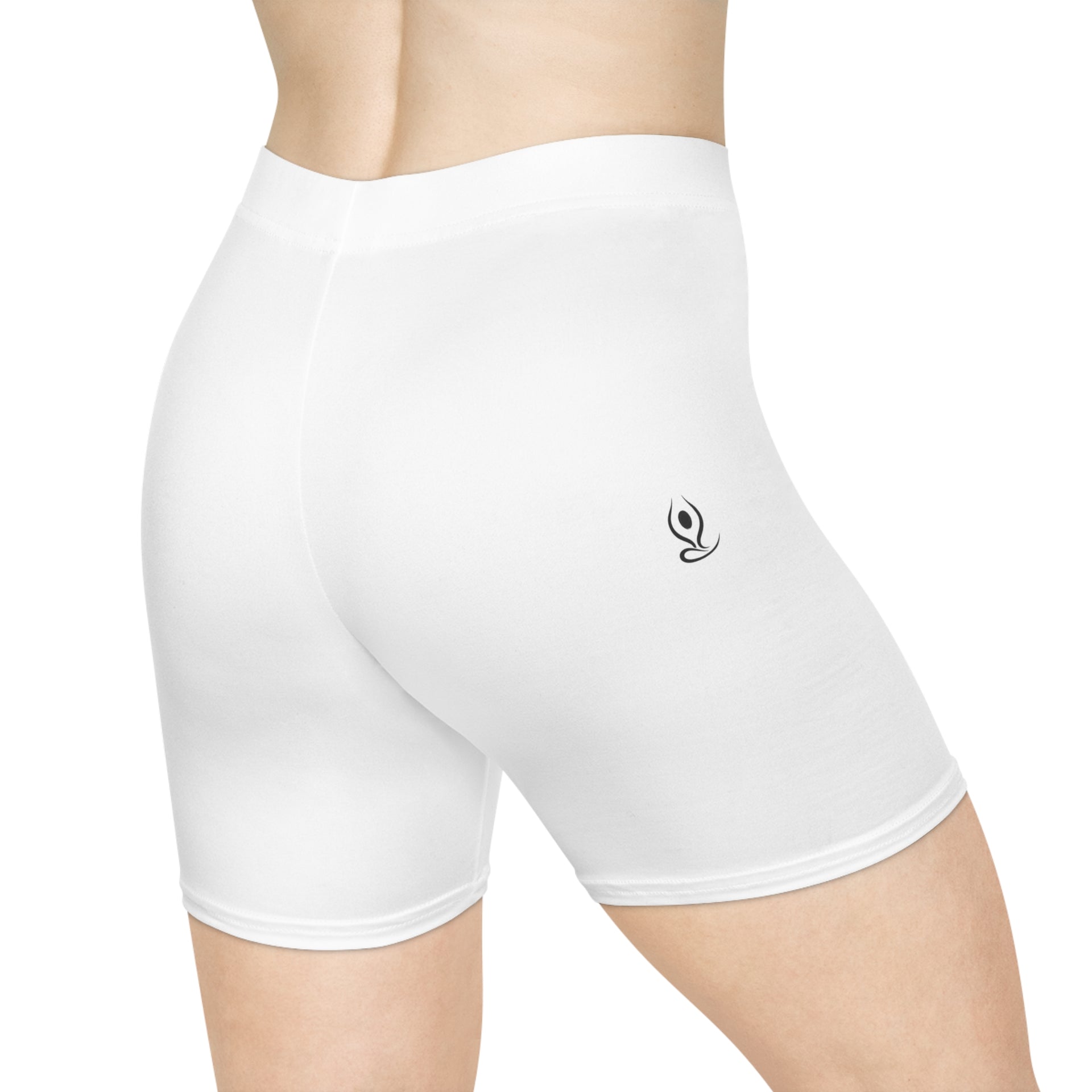 Women's Yoga Biker Shorts — Minimal Lotus Yoga Pose Design