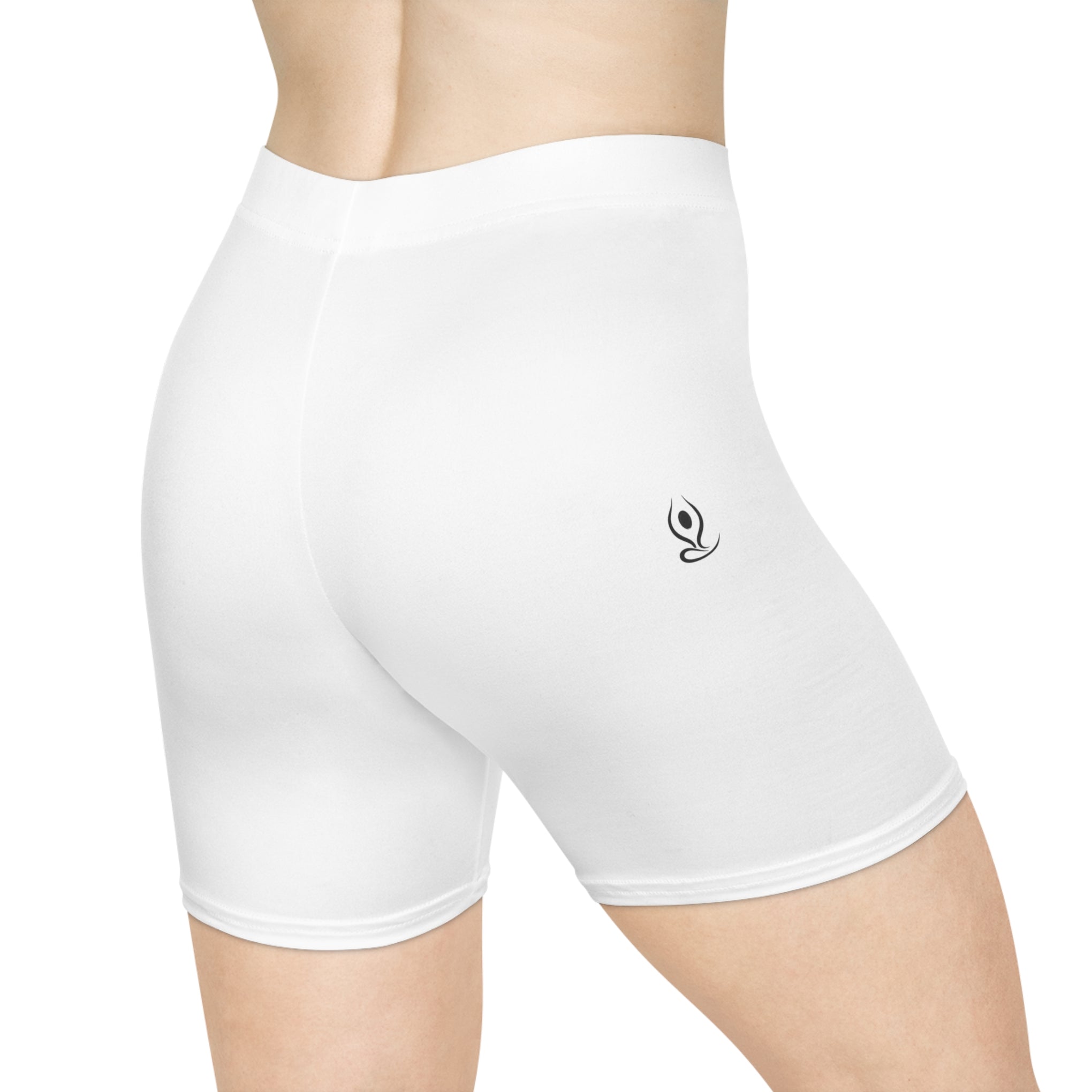 Women's Yoga Biker Shorts — Minimal Lotus Yoga Pose Design