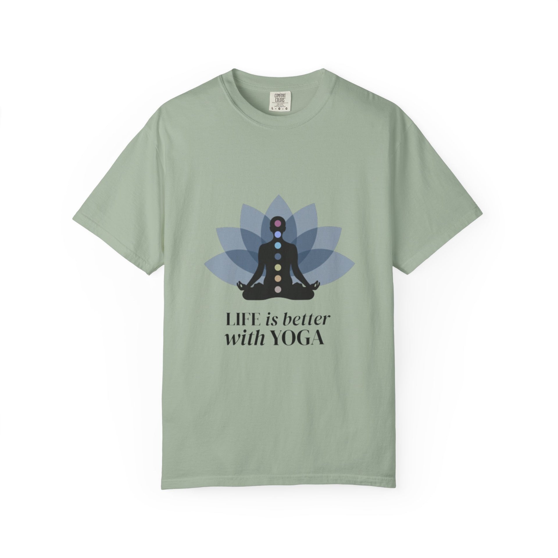 Yoga Chakra T‑Shirt — "Life Is Better With Yoga" Meditation Lotus Tee