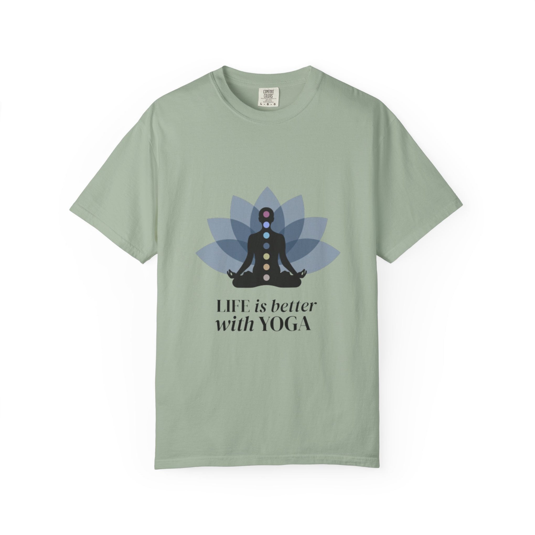 Yoga Chakra T‑Shirt — "Life Is Better With Yoga" Meditation Lotus Tee