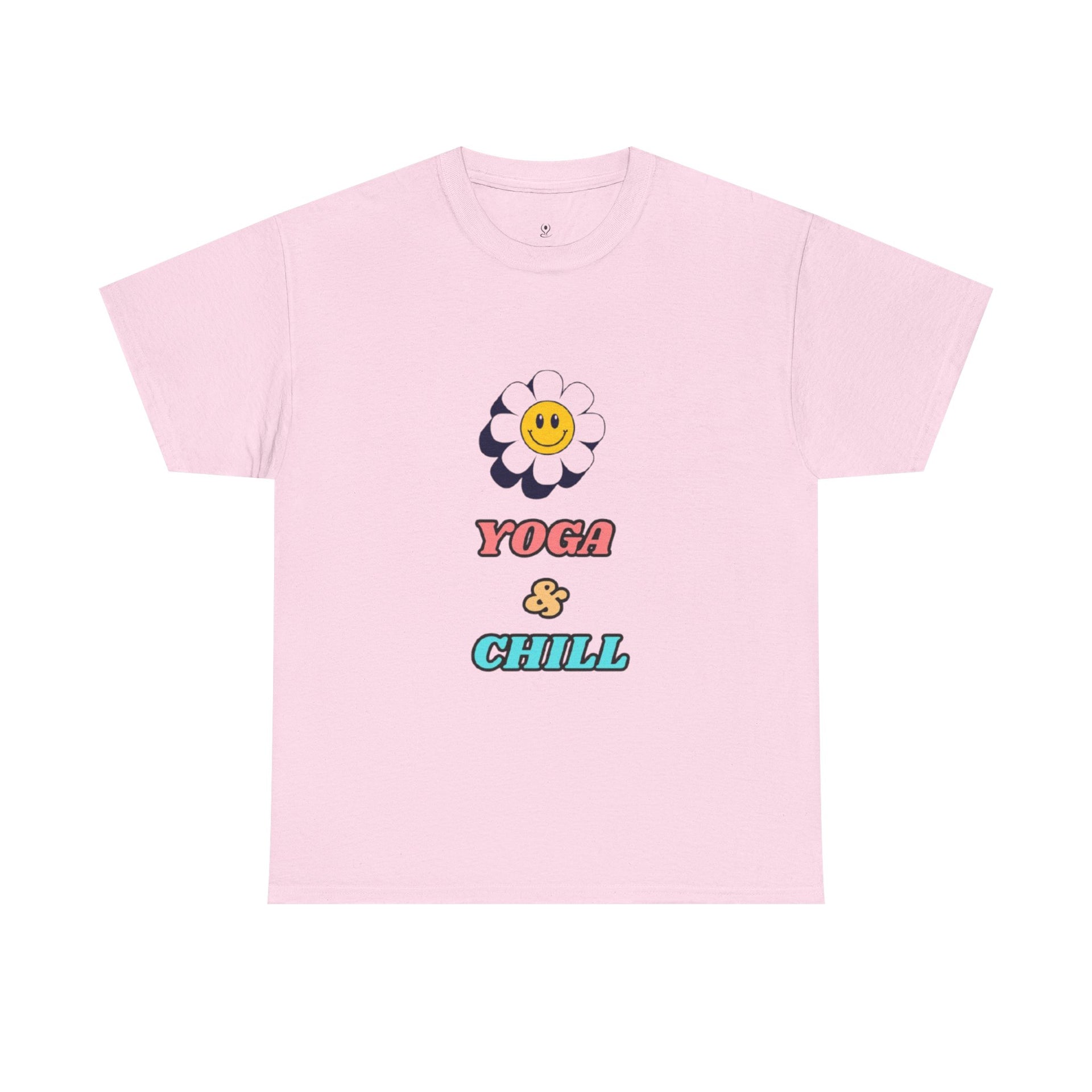 Yoga & Chill T‑Shirt — Smiley Daisy Graphic Tee for Yoga Lovers