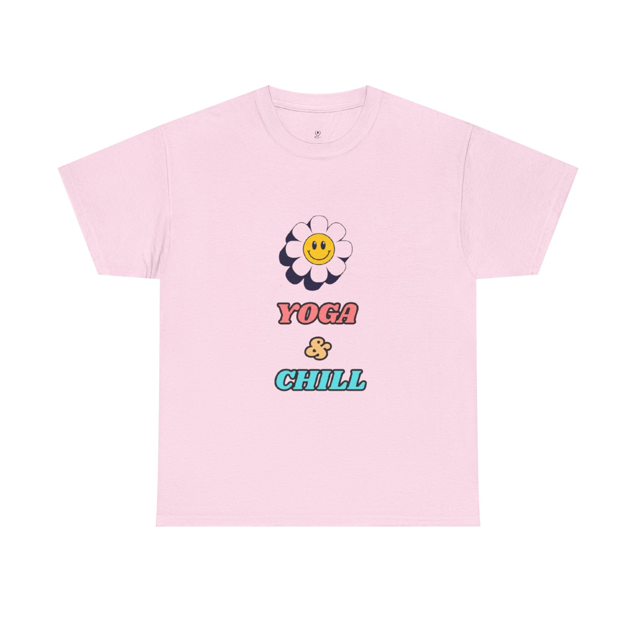 Yoga & Chill T‑Shirt — Smiley Daisy Graphic Tee for Yoga Lovers