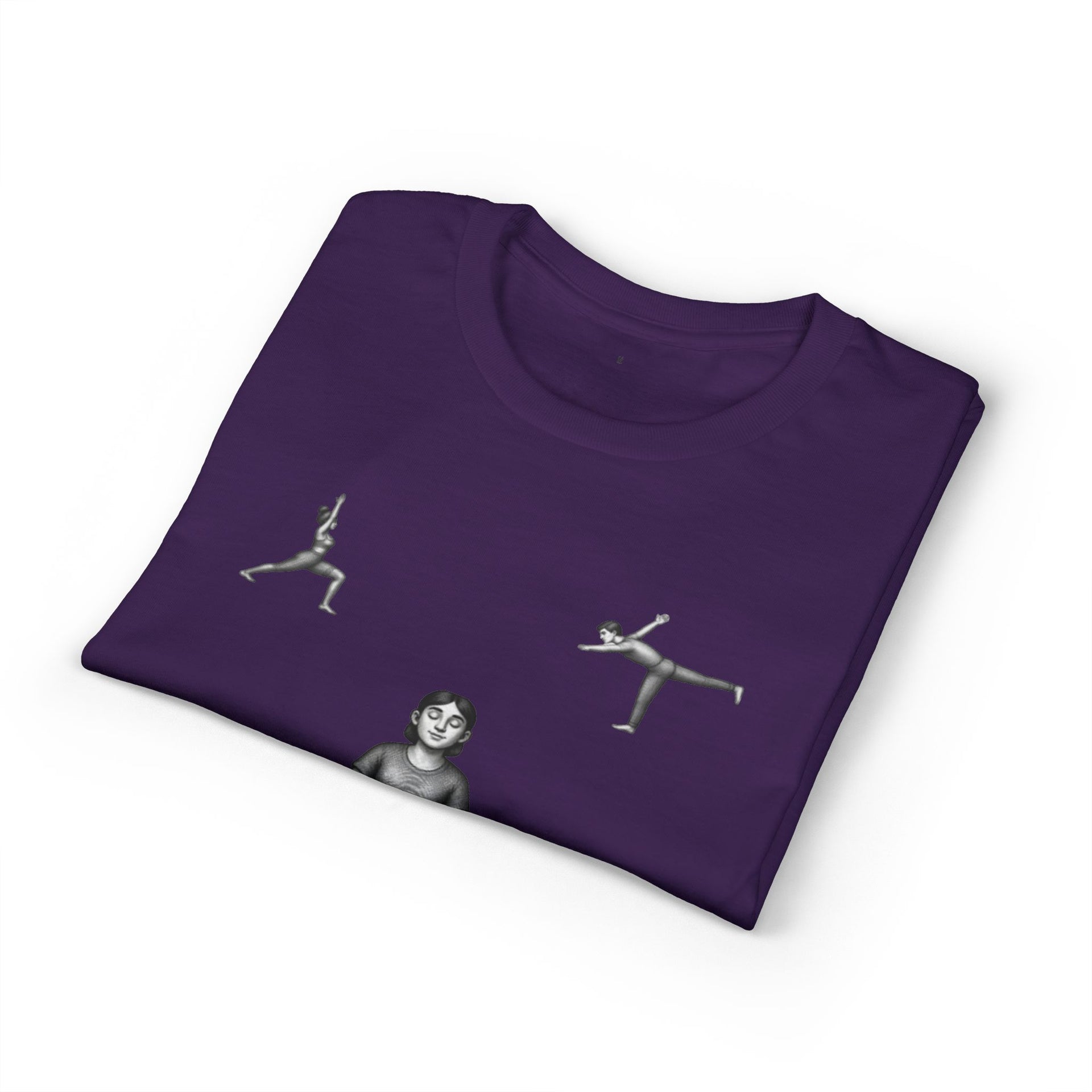 Yoga Poses T-Shirt — Meditating Figure with Asanas Graphic Tee