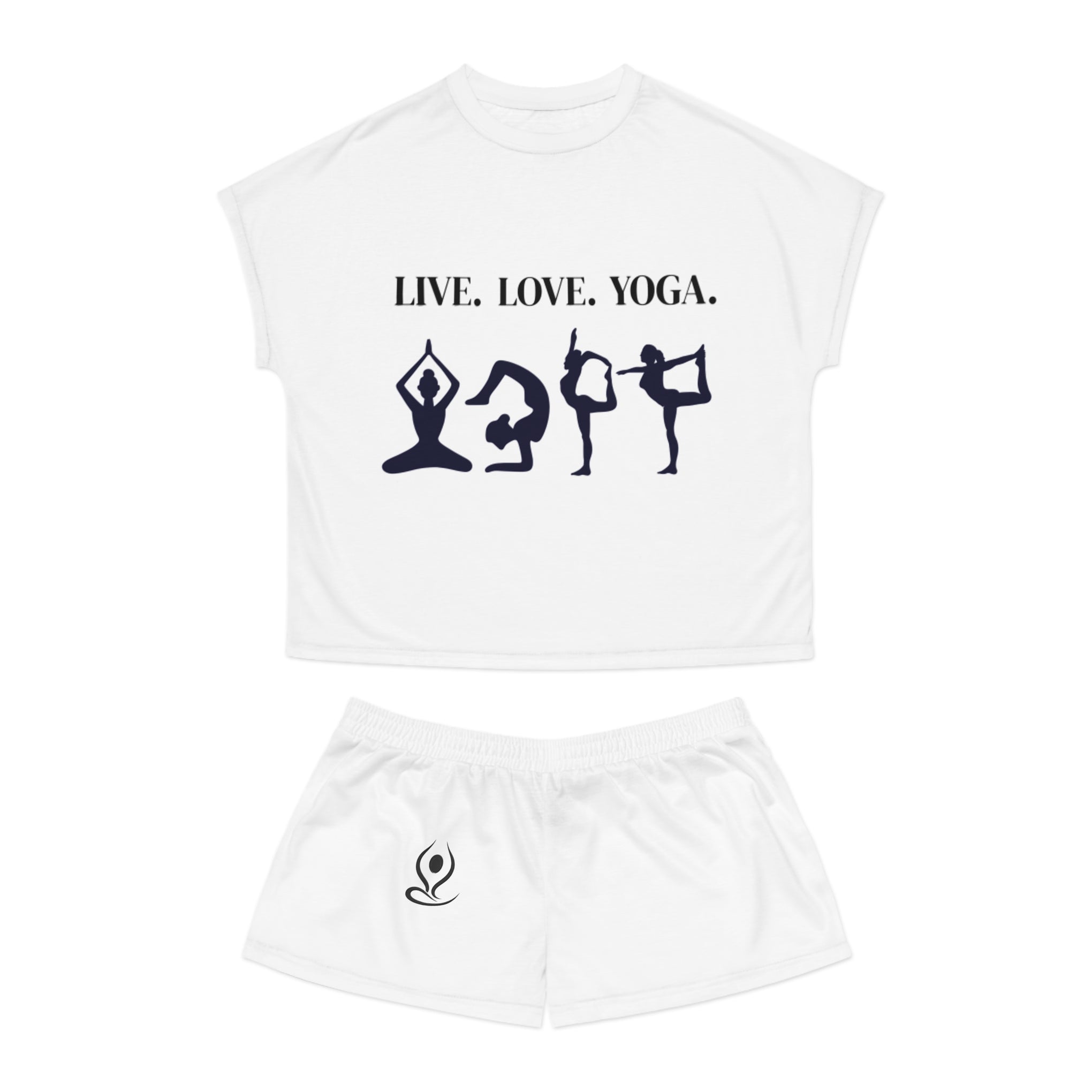 Live. Love. Yoga. Women's Short Pajama Set — Relaxed Yoga Sleepwear