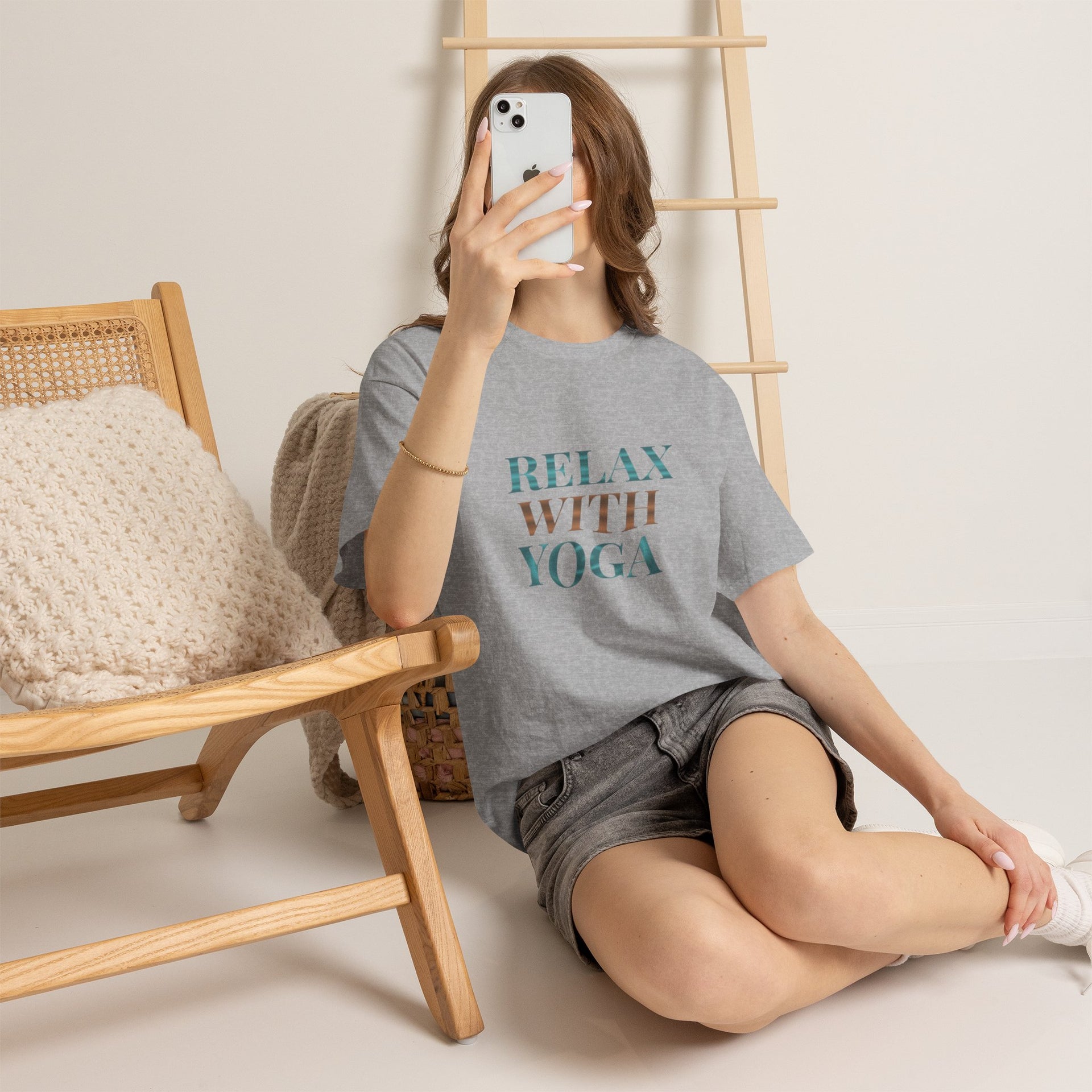Relax With Yoga T-Shirt — Minimal Wellness Tee for Yogis & Meditation