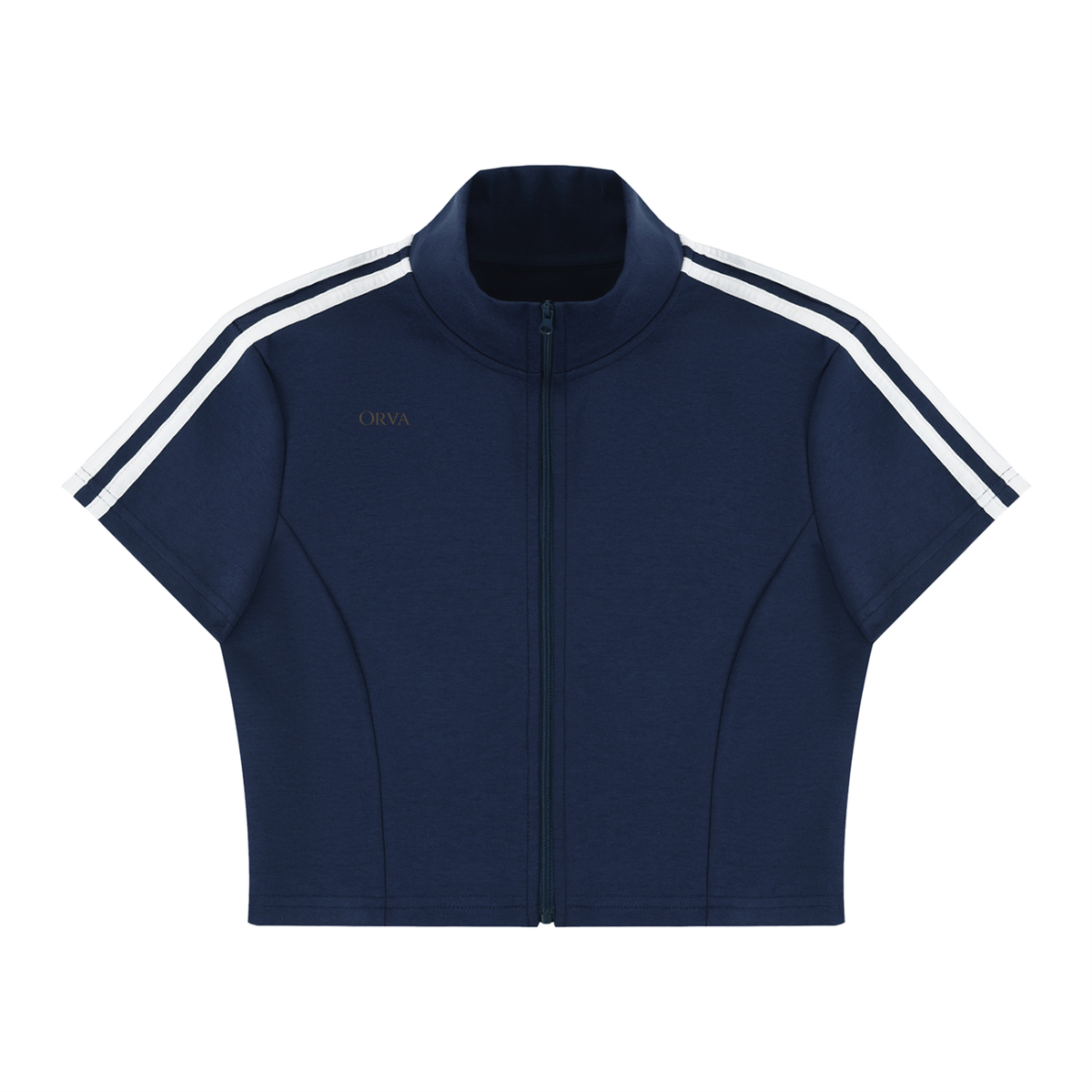 Women's Cropped Full Zip Short Sleeve T-Shirt