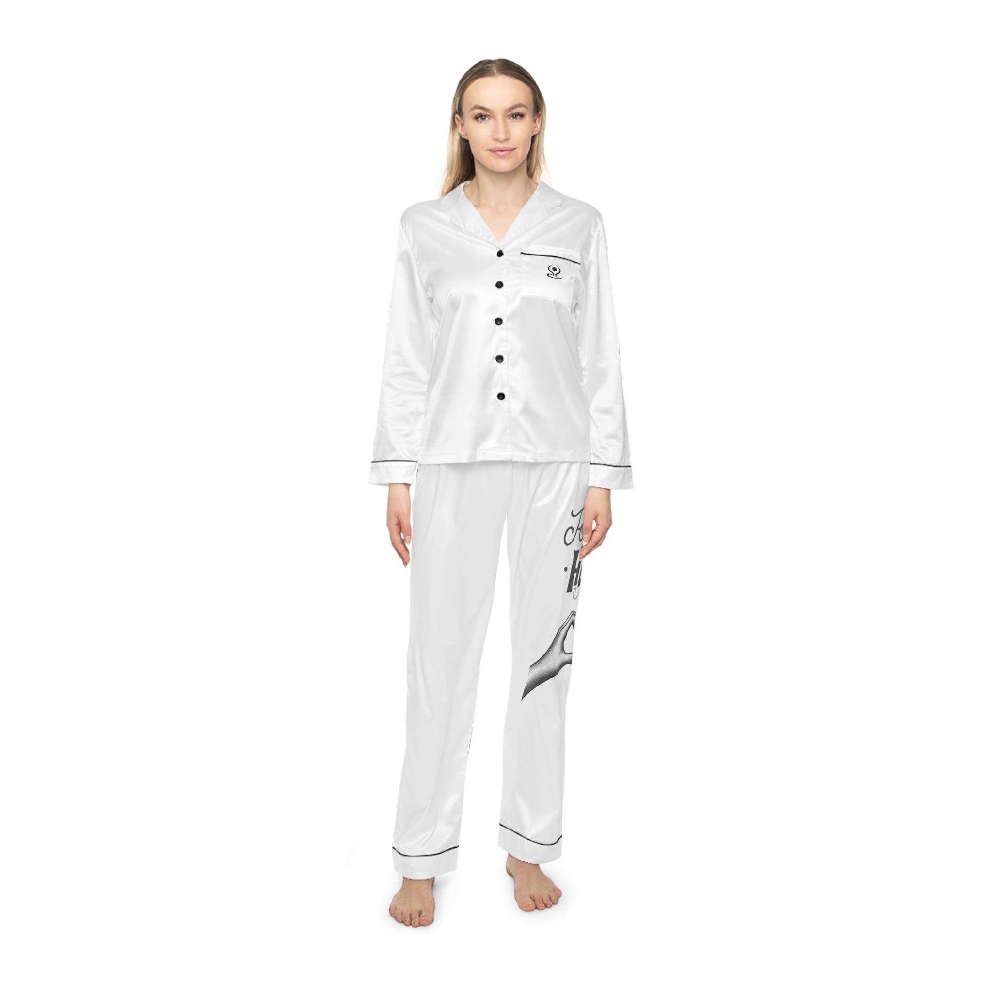 Satin Women's Pajama Set — Romantic Heart & 'Love Heals' Lounge Set