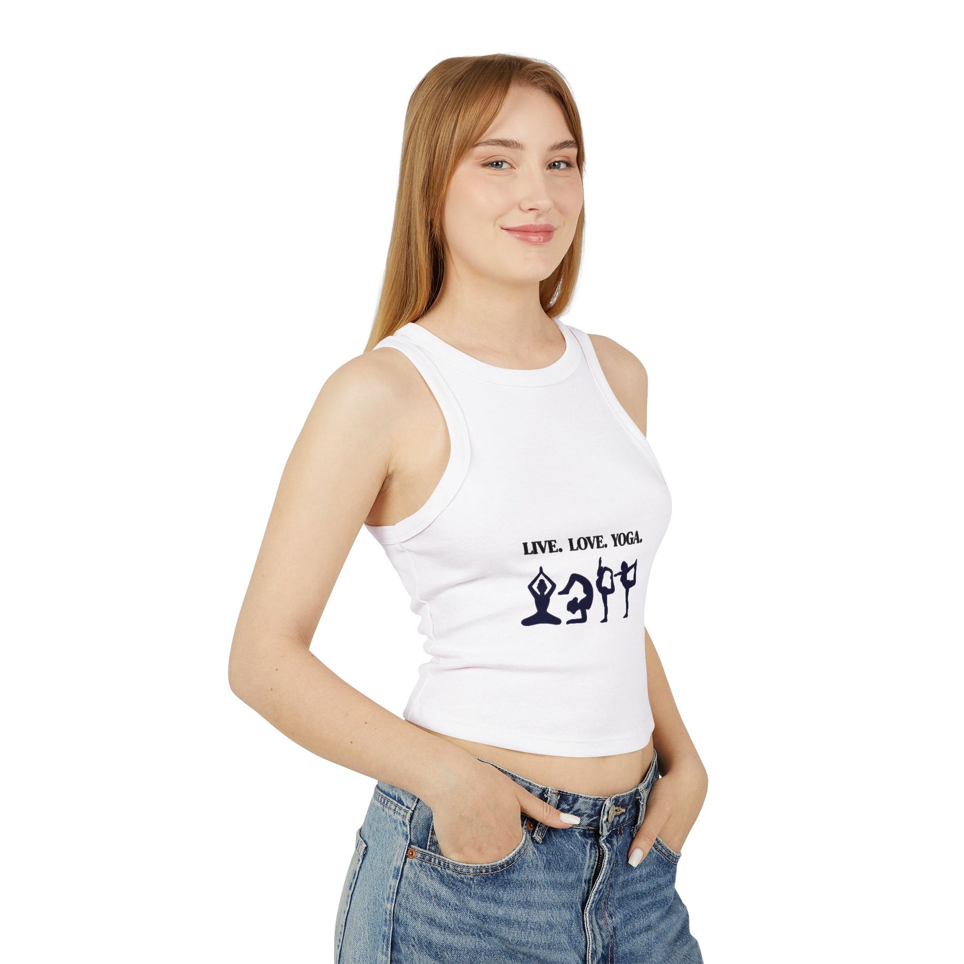 Yoga Crop Tank — "Live. Love. Yoga." Racerback Tank Top for Women
