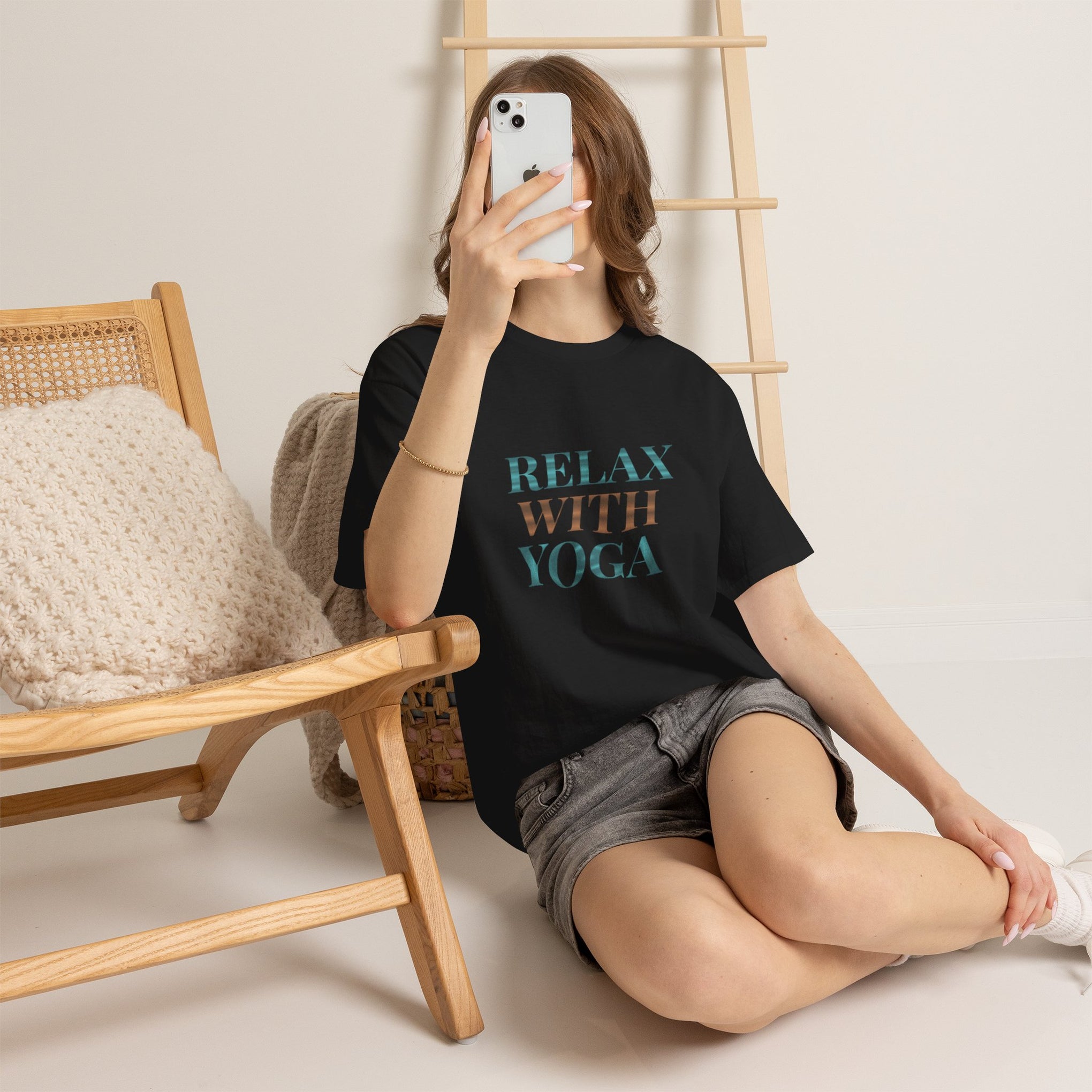 Relax With Yoga T-Shirt — Minimal Wellness Tee for Yogis & Meditation