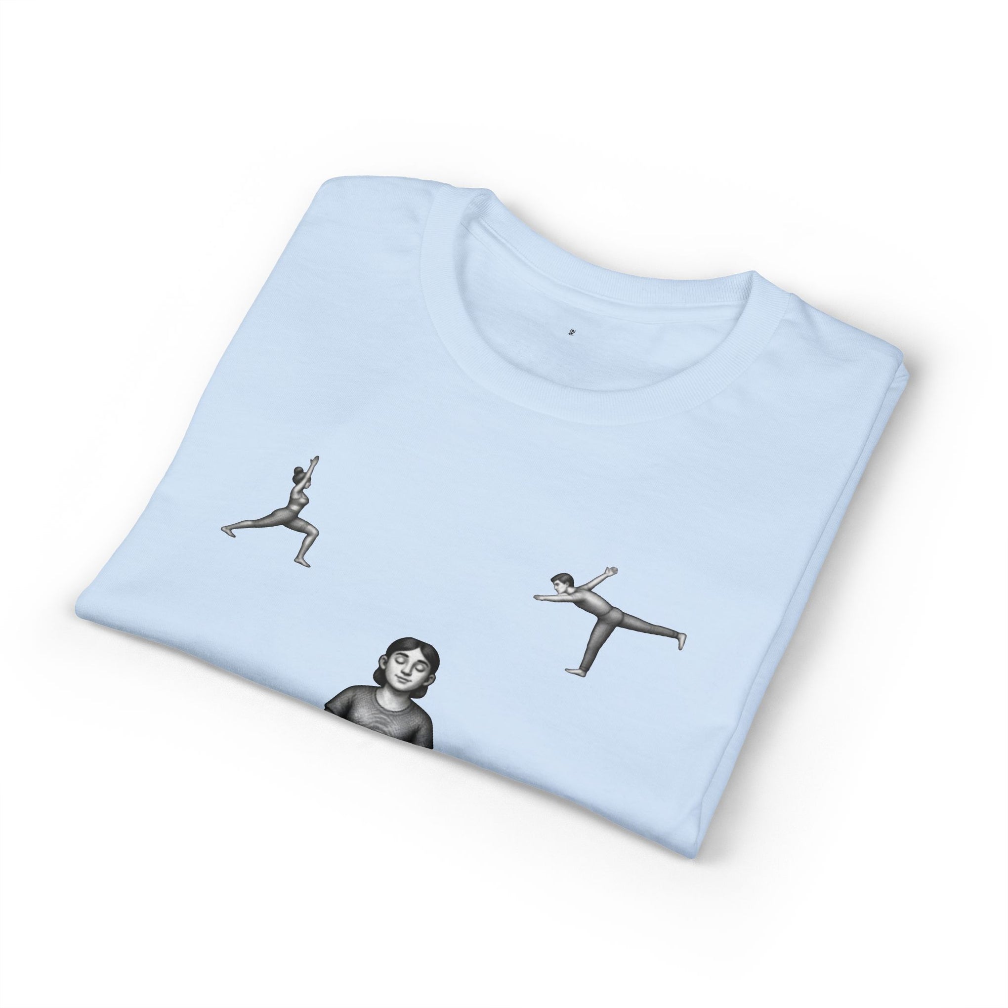 Yoga Poses T-Shirt — Meditating Figure with Asanas Graphic Tee