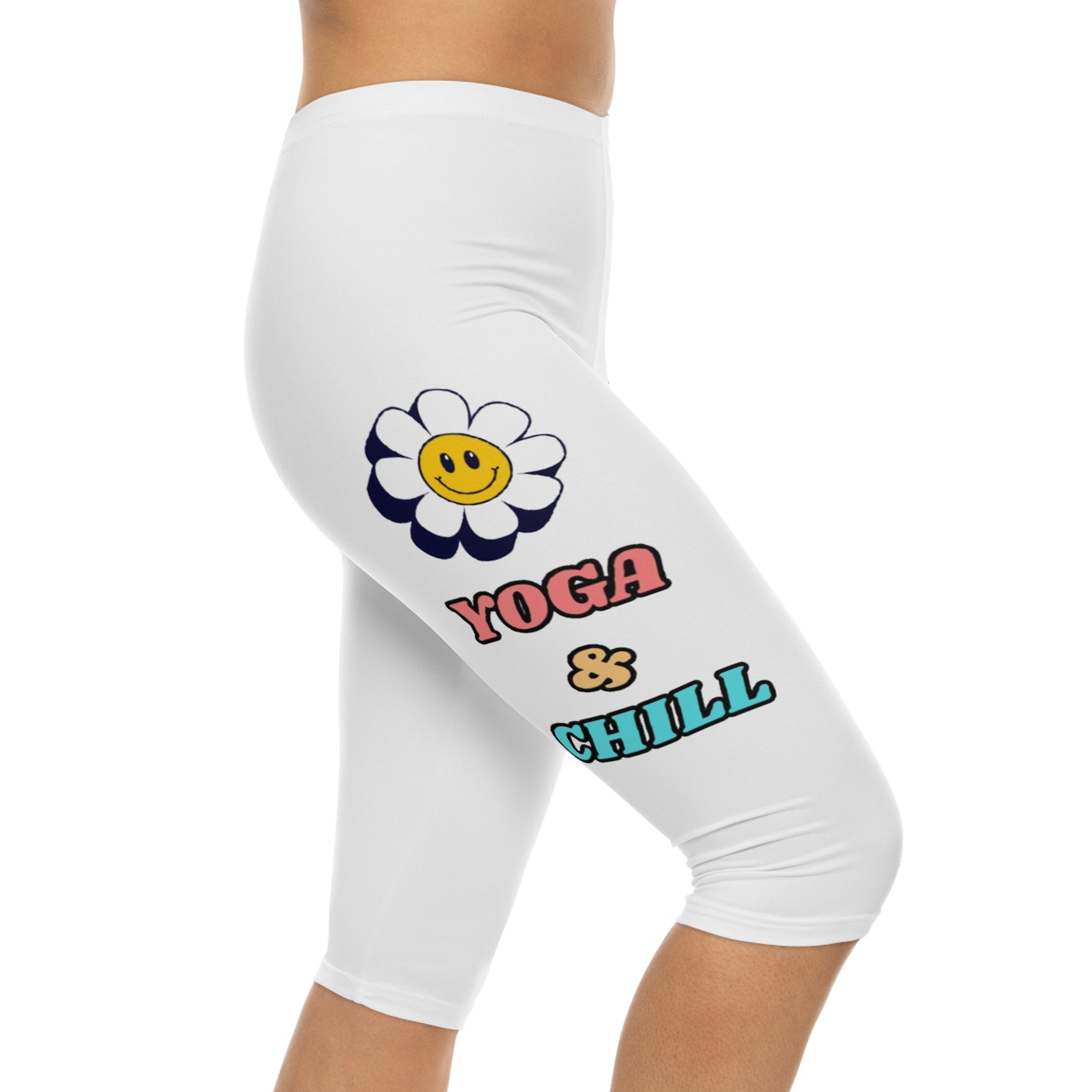 Capri Leggings — 'You Gotta Be Cool' Smiley Flower Graphic