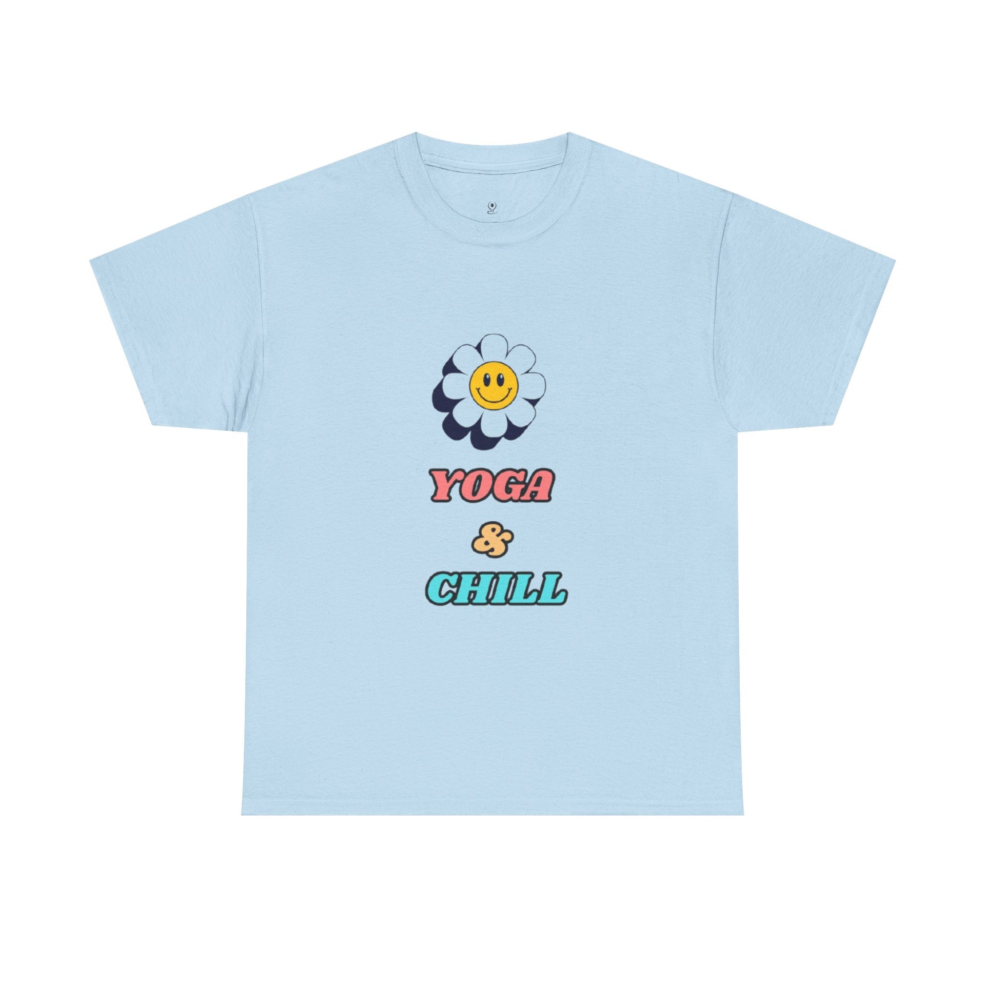 Yoga & Chill T‑Shirt — Smiley Daisy Graphic Tee for Yoga Lovers