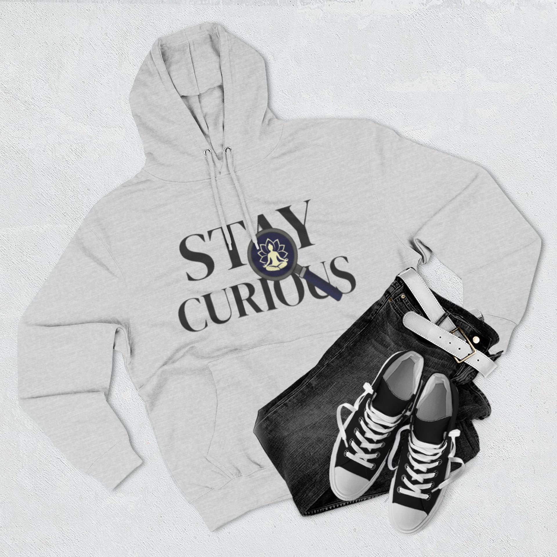 Stay Curious Fleece Hoodie — 'Inhale Exhale' Mindfulness Hoodie