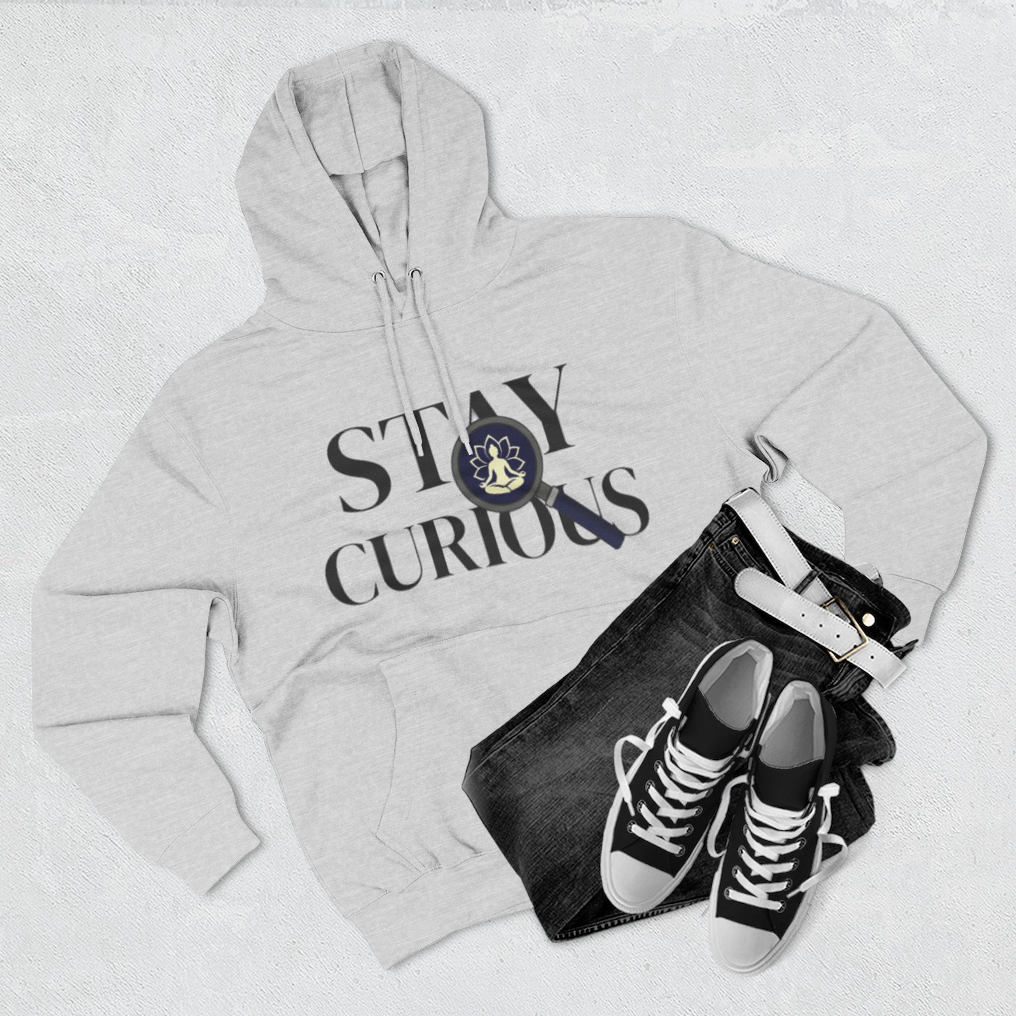 Stay Curious Fleece Hoodie — 'Inhale Exhale' Mindfulness Hoodie