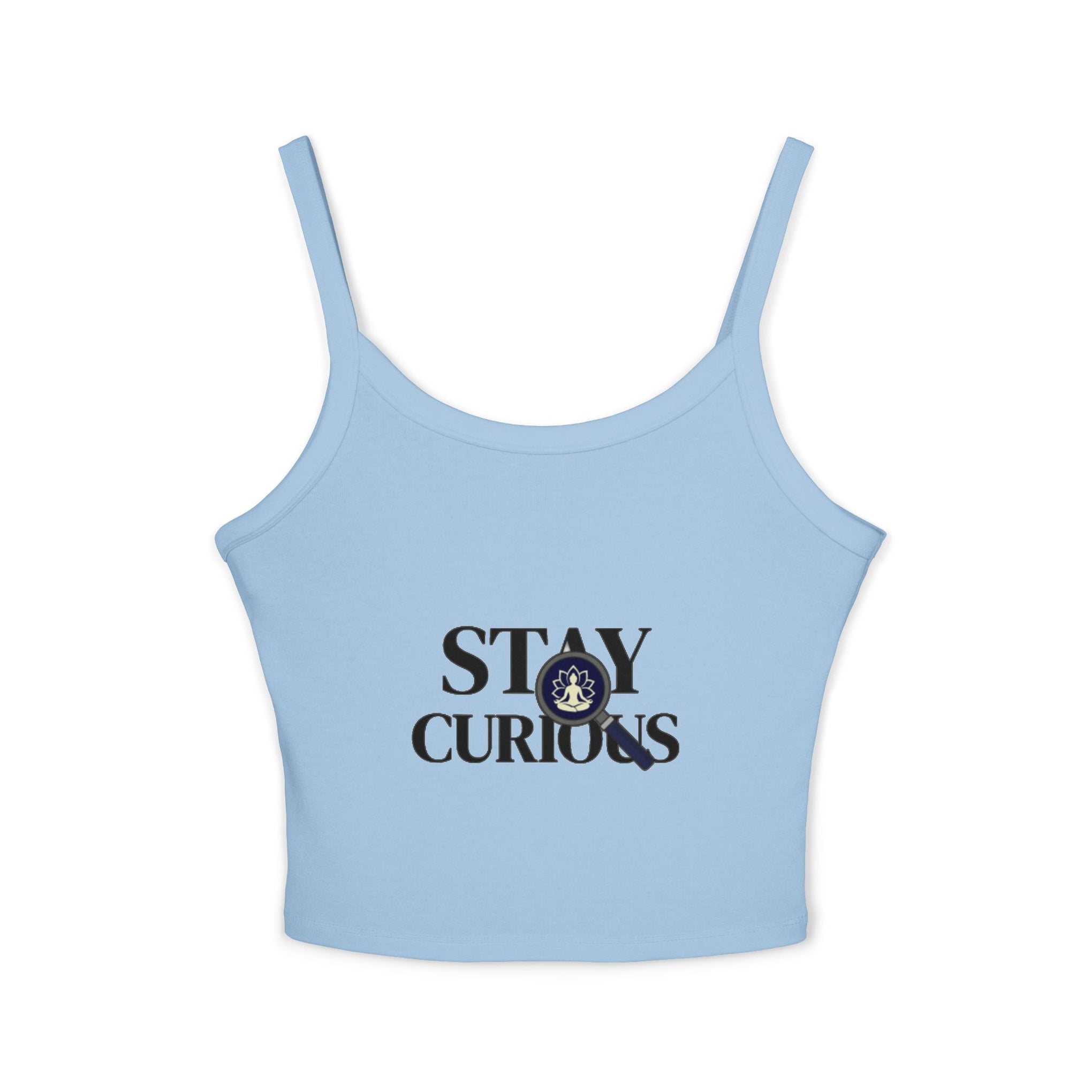 Stay Curious Crop Tank Top — Women's Spaghetti Strap Graphic Tank