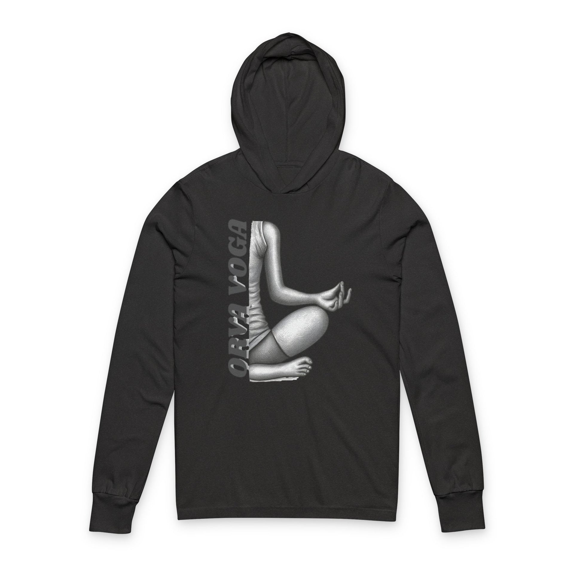 Yoga Hoodie Tee — 'Orva Voga' Meditative Pose Graphic Long Sleeve