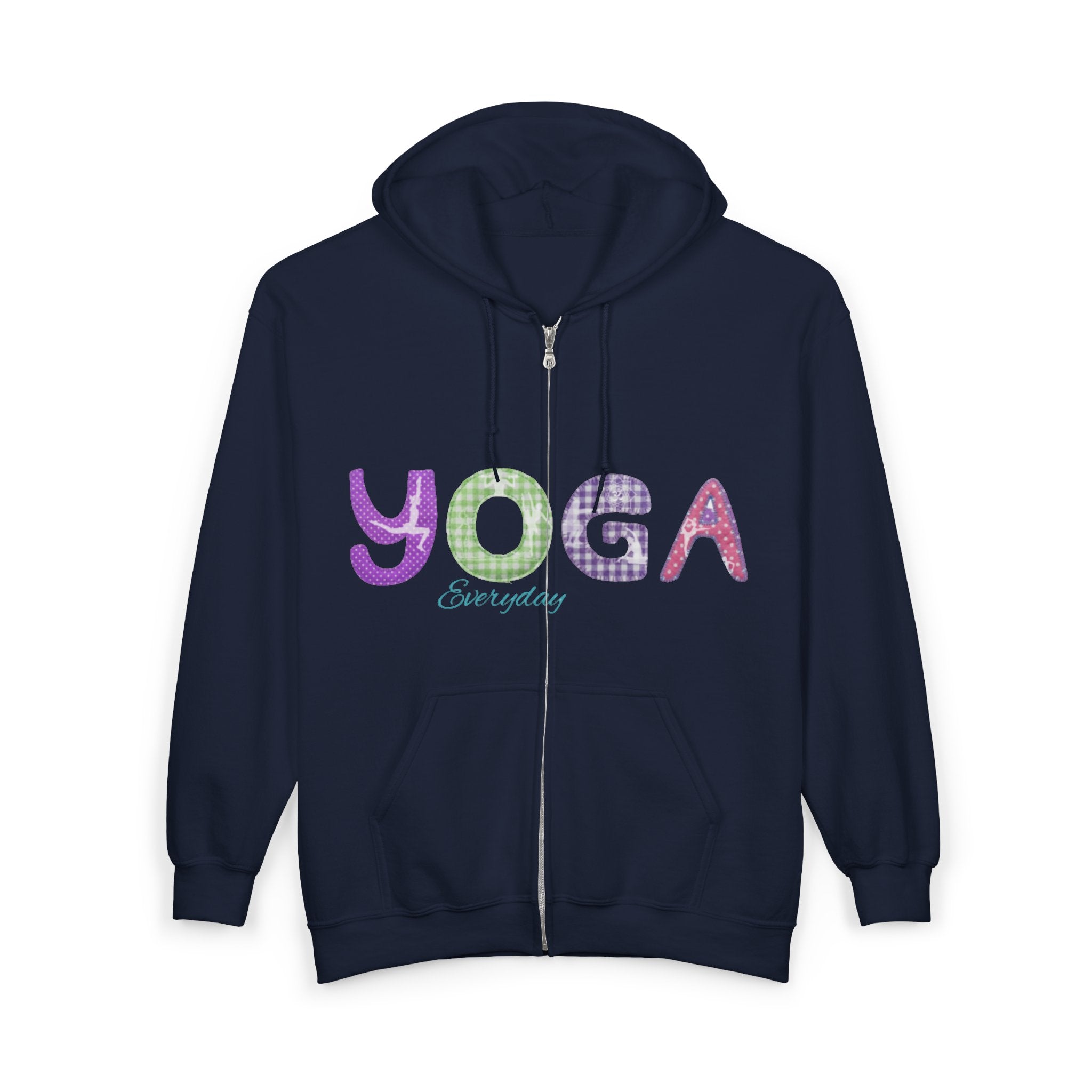Yoga Everyday Zip Hoodie — Colorful Plaid Lettering Yoga