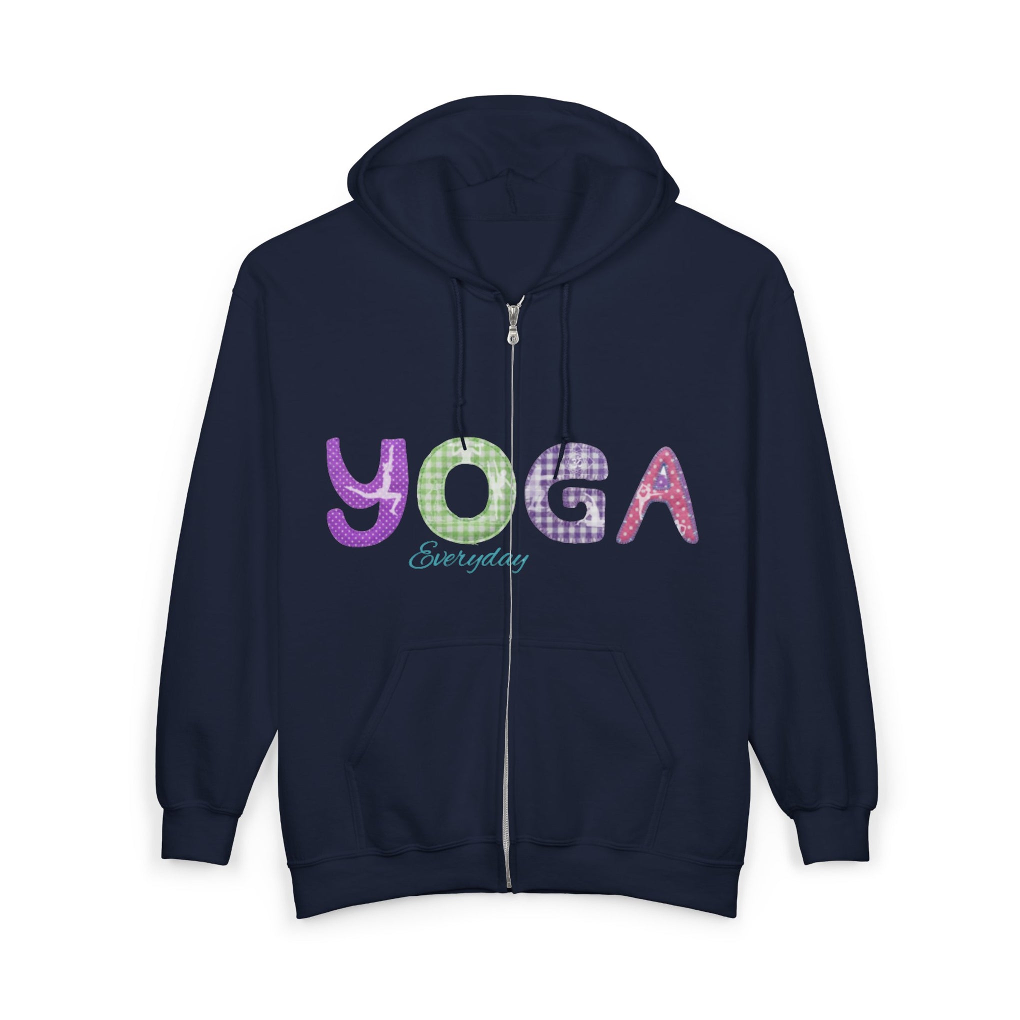 Yoga Everyday Zip Hoodie — Colorful Plaid Lettering Yoga Sweatshirt