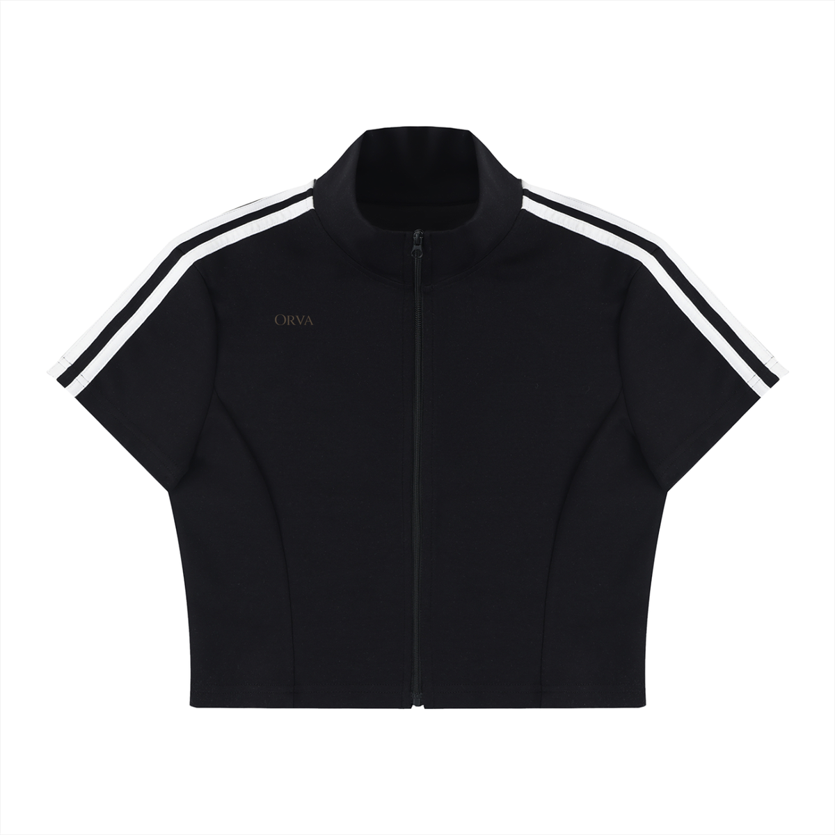 Women's Cropped Full Zip Short Sleeve T-Shirt