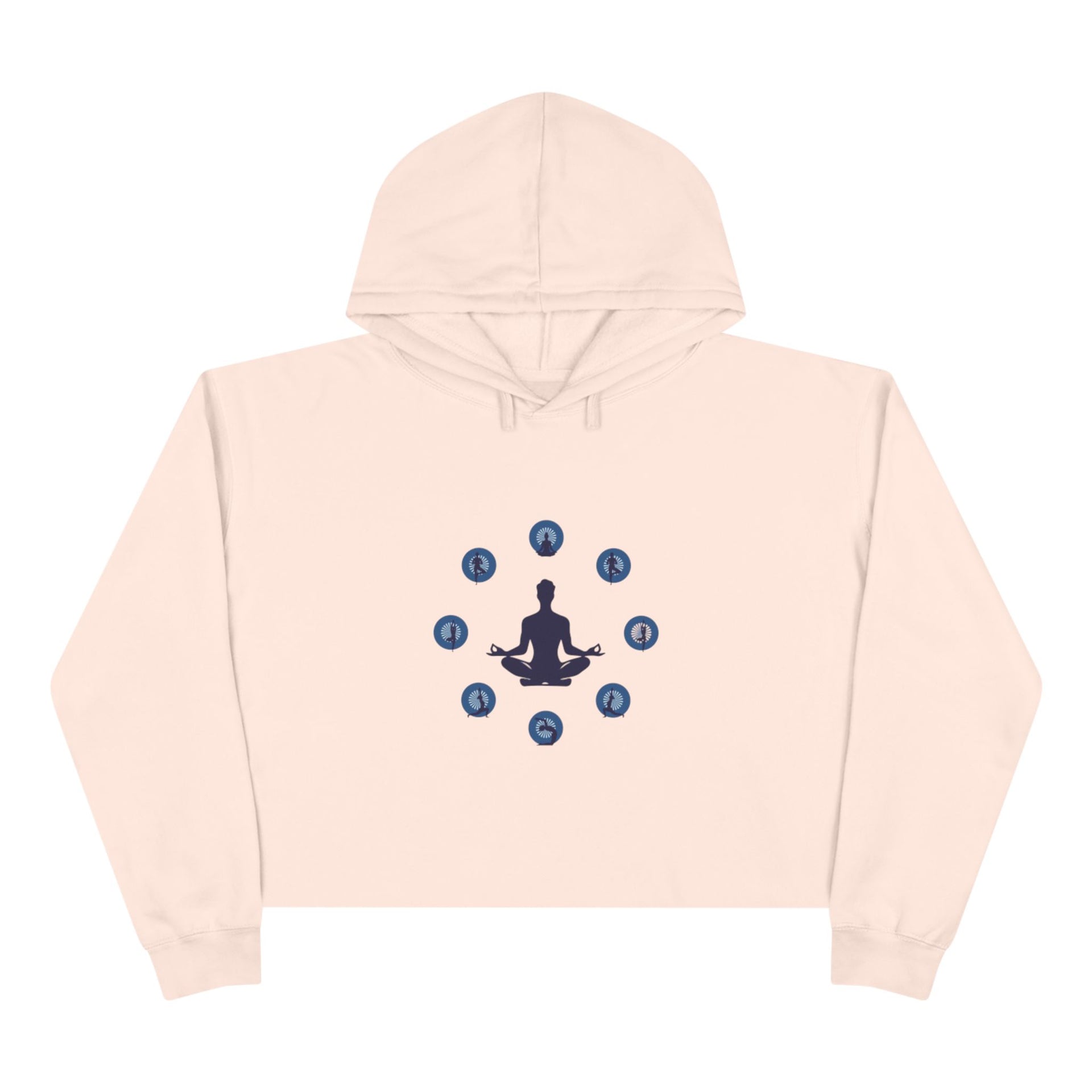 Chakra Meditation Crop Hoodie – Yoga Silhouette with Chakra Symbols