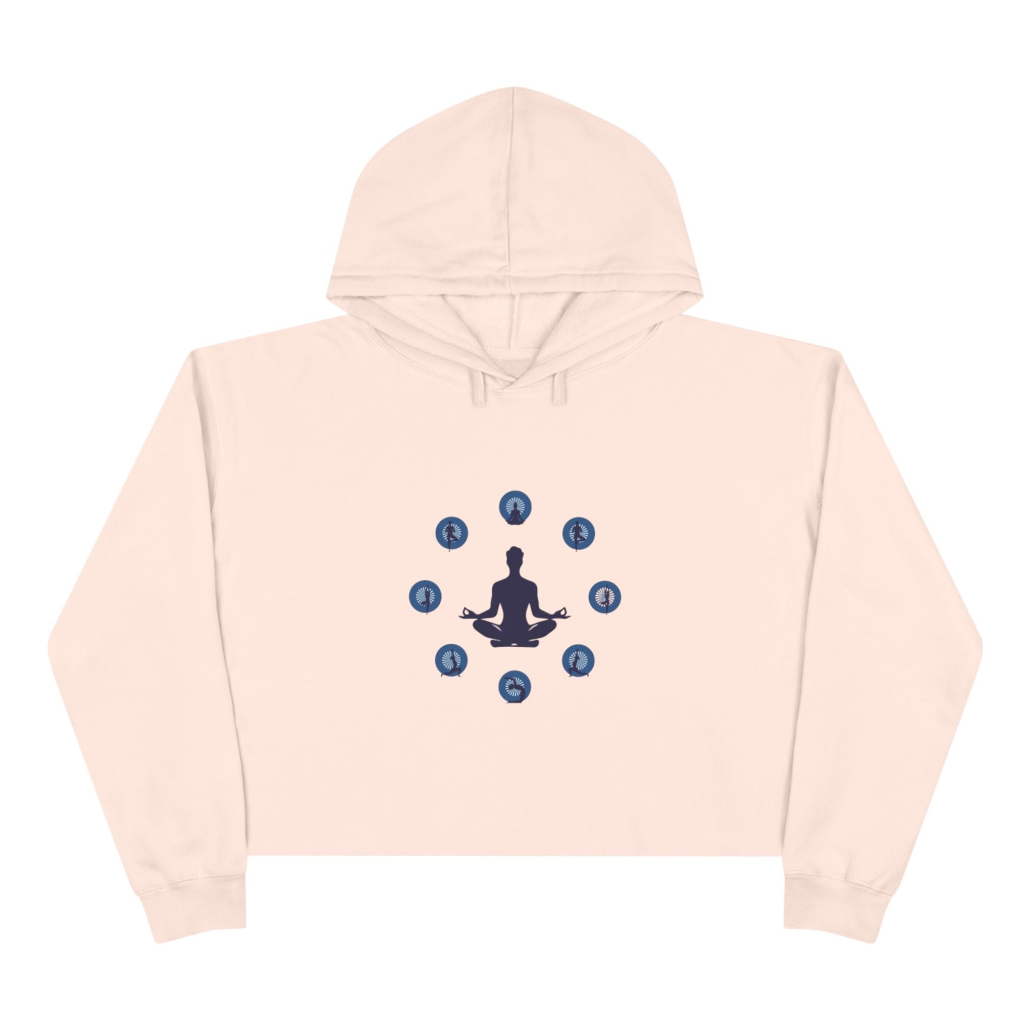 Chakra Meditation Crop Hoodie – Yoga Silhouette with Chakra Symbols